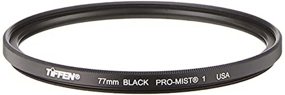 Tiffen 77mm Black Pro-Mist 1 Diffusion Filter for DSLR & Mirrorless Cameras - Softens Highlights & Reduces Contrast for Cinematic Photography & Video Shooting