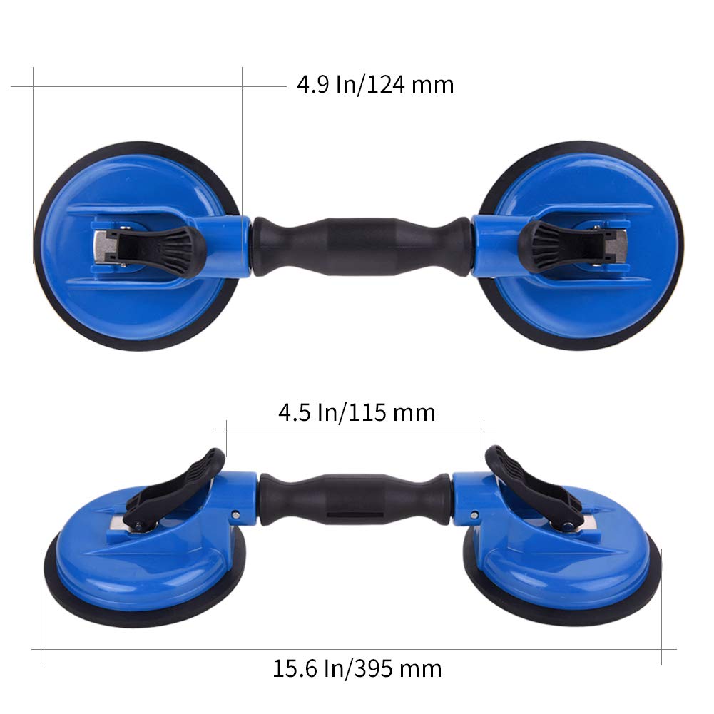 IMT Heavy Duty Glass Suction Cup 2 Pack - 260lb Vacuum Lift Plate with Adjustable Handle for Auto Windshield Installation, Tile & Mirror Moving - Perfect for Glass Workers, Auto Repair & Home Renovation Projects