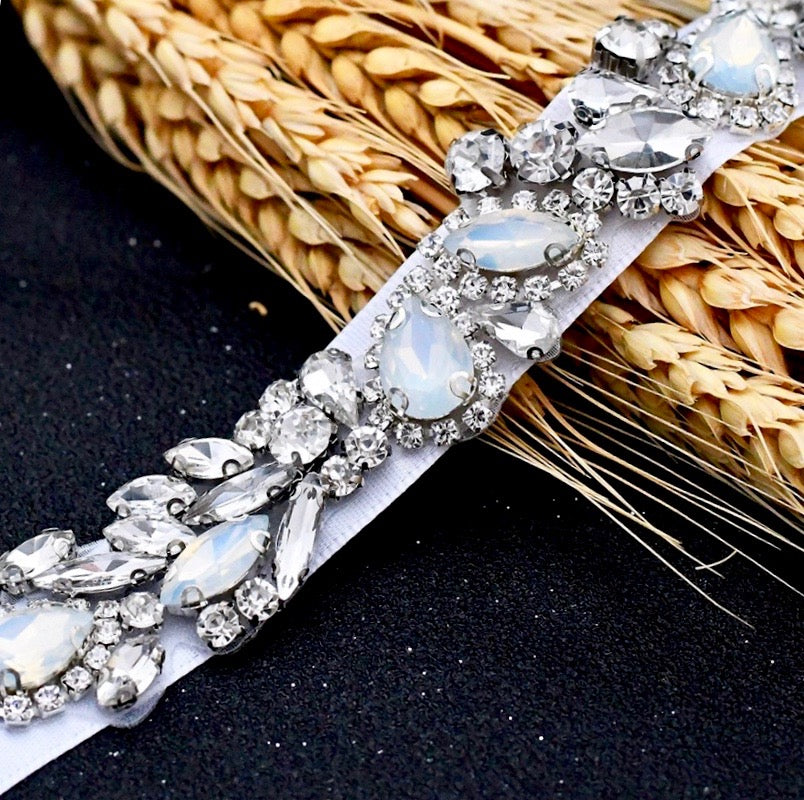 Swarovski Opal Bridal Belt - Elegant Wedding Sash for Brides, Bridesmaids & Prom - Perfect for Weddings, Formal Events & Special Occasions