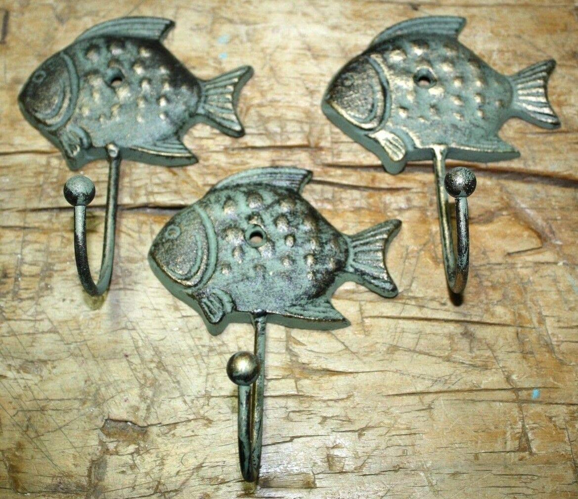 Vintage Cast Iron Sunfish Coat Hook Rack - Antique Nautical Style Wall Hooks for Hanging Hats, Bags, Keys, Towels & Robes - Perfect for Beach House, Bathroom & Entryway Décor