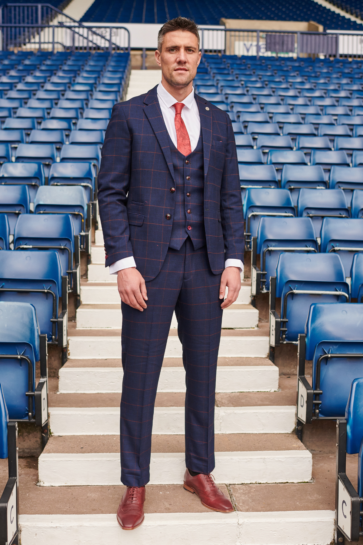 Edinson Navy & Wine Suit for Men - Premium Slim Fit Business Suit Set - Formal Office Attire - Perfect for Weddings, Interviews & Professional Events