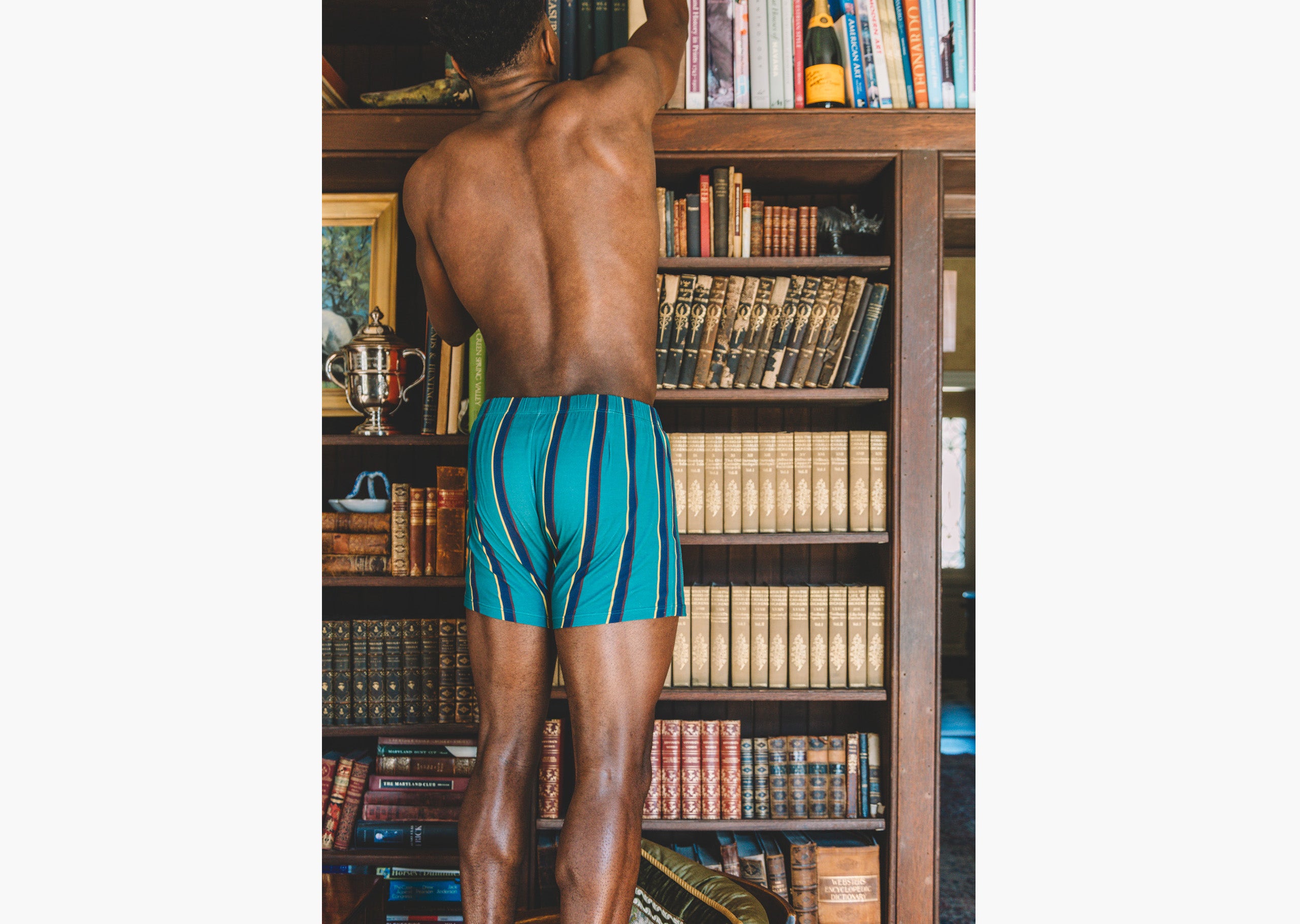 Slim Fit Boxer Briefs - Green Collegiate Stripe Underwear for Men | Comfortable & Breathable for Daily Wear, Gym, and Lounge