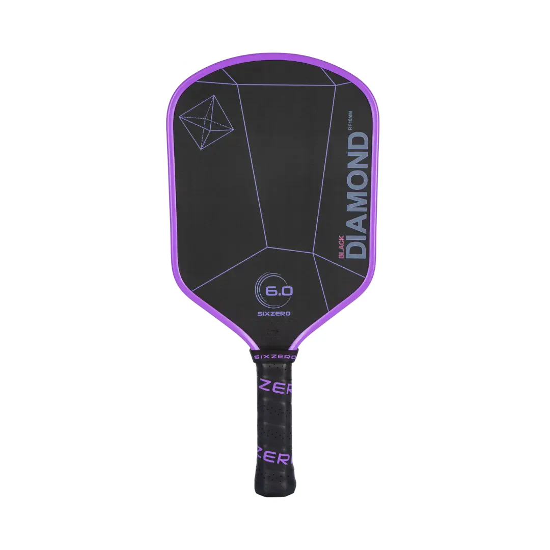 Six Zero Black Diamond Power 16mm Pickleball Paddle - Amethyst Purple Edgeguard | Premium Performance for Competitive & Recreational Play | Indoor & Outdoor Court Use