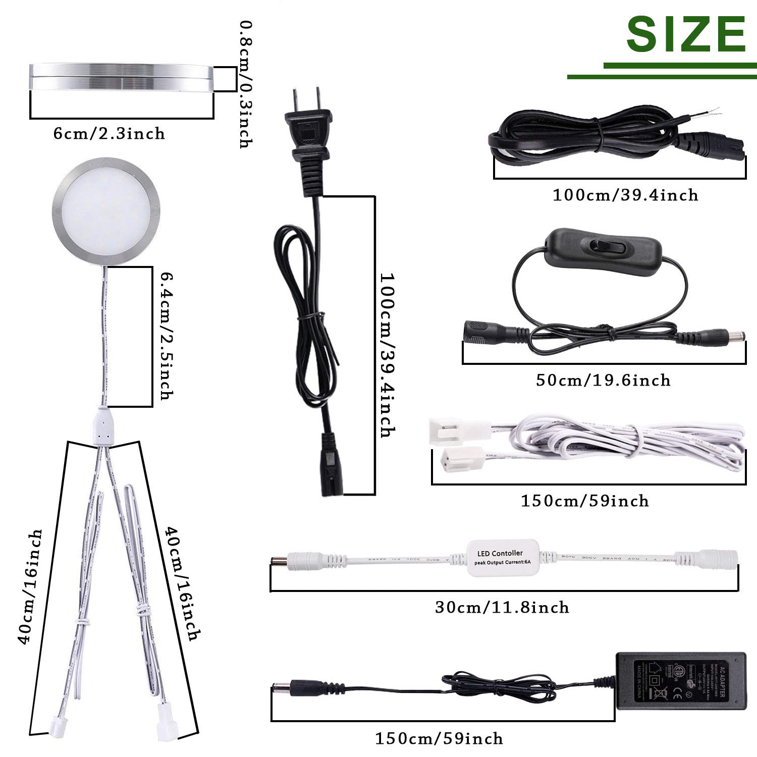 AIBOO Linkable Under Cabinet LED Lighting 12V Dimmable Puck Lights with Wireless RF Remote - Hardwired & Plug-in Kitchen Mood Lighting (Warm White, 12 Lights Kit) - Perfect for Countertop, Pantry & Display Shelf Illumination