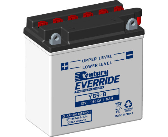 Century 12V 9Ah YB9-B Motorcycle Battery - High Performance Powersports Battery for Dirt Bikes, ATVs & Scooters - Perfect for Off-Road Adventures & Daily Commuting
