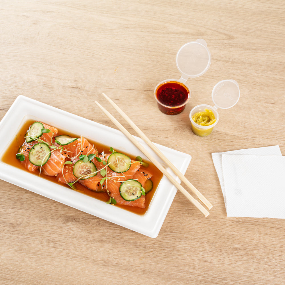 Natural Bamboo Twin Chopsticks with Paper Sleeve - 100 Count Box - Eco-Friendly Disposable Chopsticks for Sushi, Asian Cuisine & Takeout Meals
