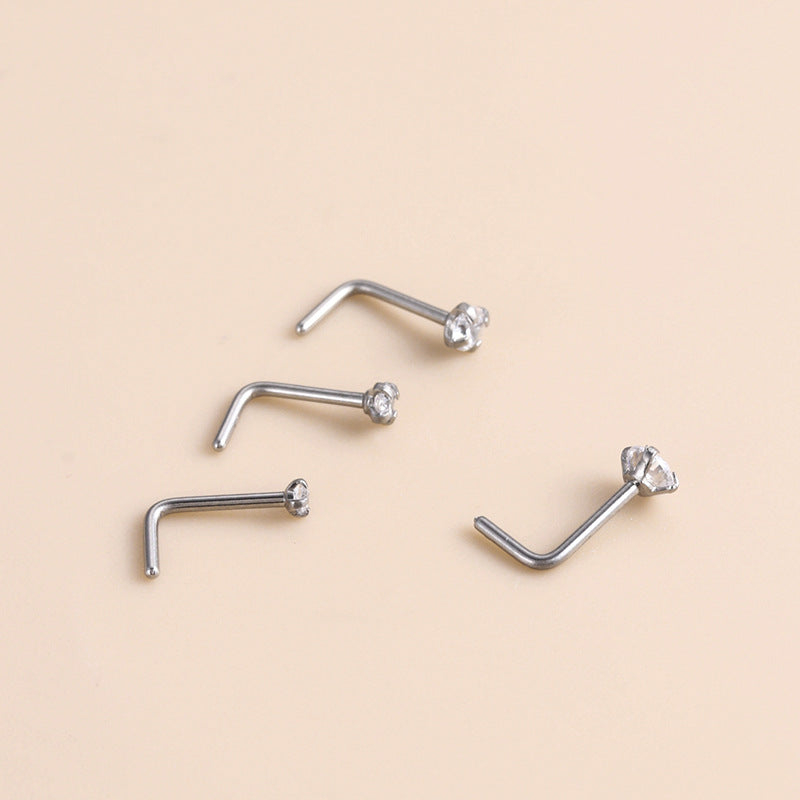 18K Silver Titanium Small Nose Ring Sparkly Nose Stud - Dainty & Hypoallergenic Nose Jewelry for Women | Perfect for Everyday Wear, Parties & Special Occasions | HSPJ532