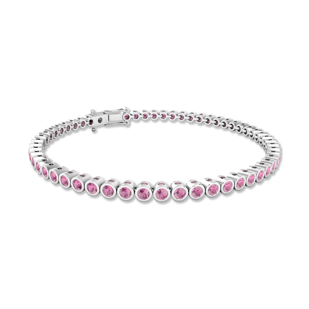 2.24 CT Pink Tourmaline Tennis Bracelet - October Birthstone, 14K Solid Gold Bridesmaid & Wedding Jewelry - Elegant Statement Bracelet for Women, Sister Gift Idea - Perfect for Anniversaries, Engagements & Special Occasions
