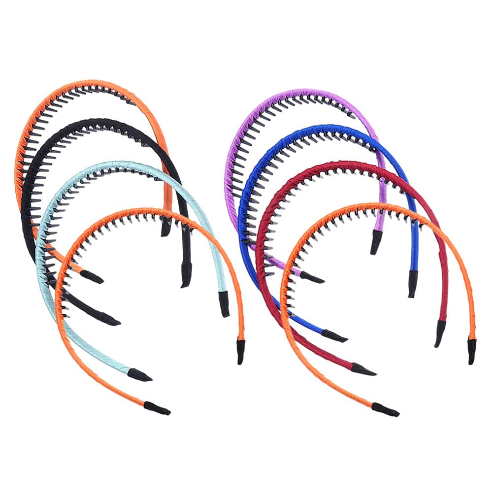 HEALLILY 8 Pack Simple Headbands for Women - Non-Slip Teeth Hair Hoops, Exquisite Hair Accessories for Girls, Home & Daily Use - Perfect for Workouts, Yoga, and Styling