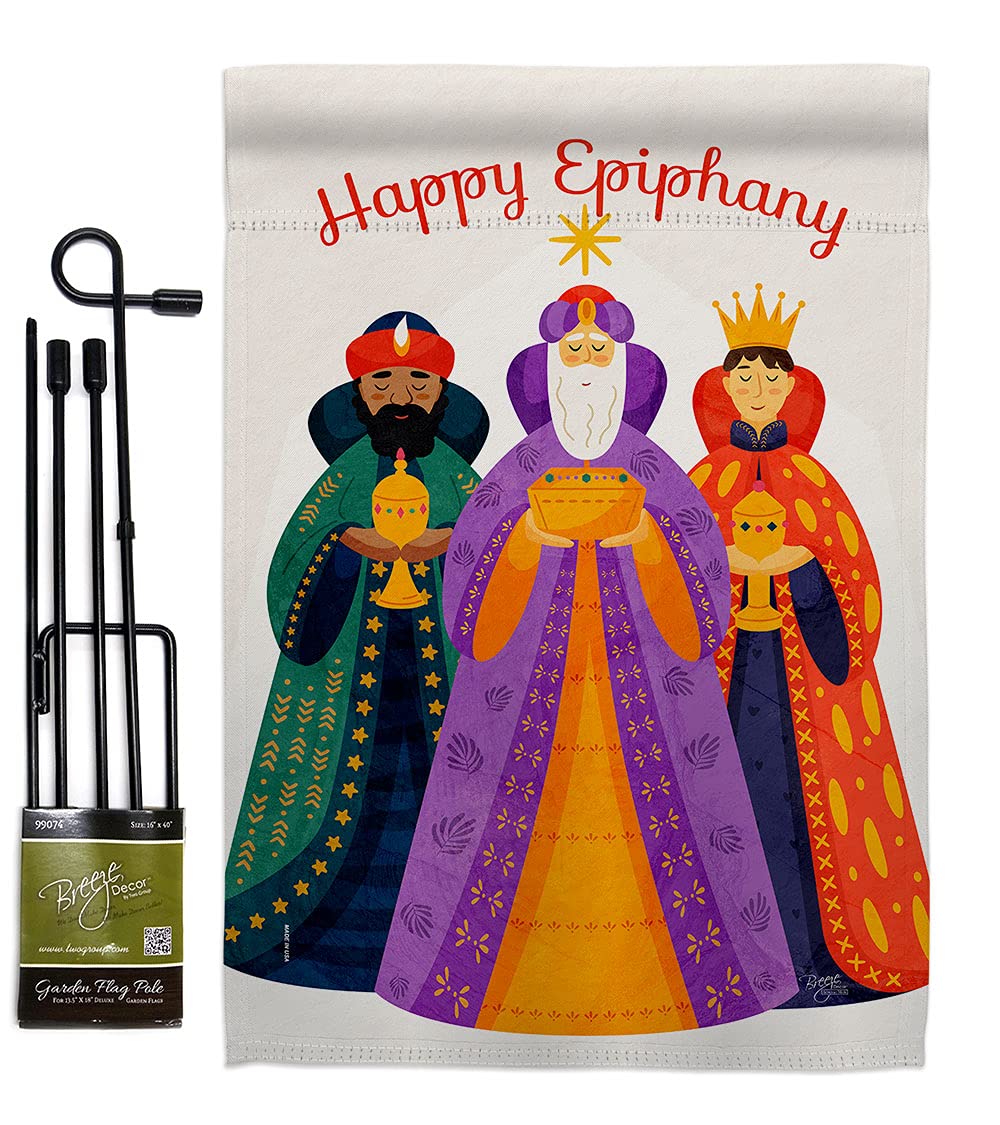 Three Kings Garden Flag Set - Double-Sided Christian Yard Banner for Winter Holidays