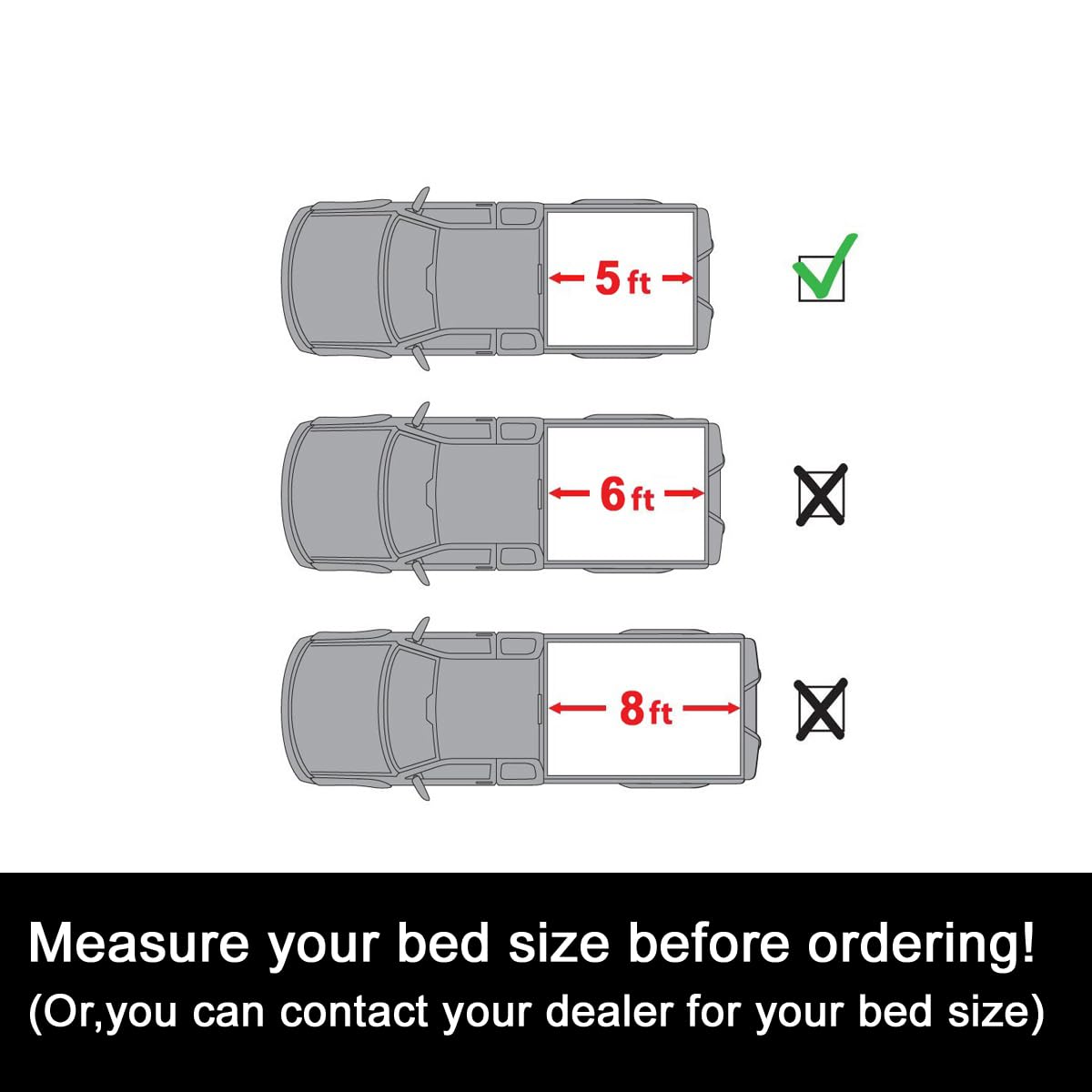 1pc 5ft Soft Roll-Up Vinyl Tonneau Cover for Fleetside Truck Beds | Black Clamp-On Lock System with Rails & Mounting Hardware | Model 1248T | Weatherproof & Secure Storage | Perfect for Pickup Trucks, Camping & Outdoor Adventures