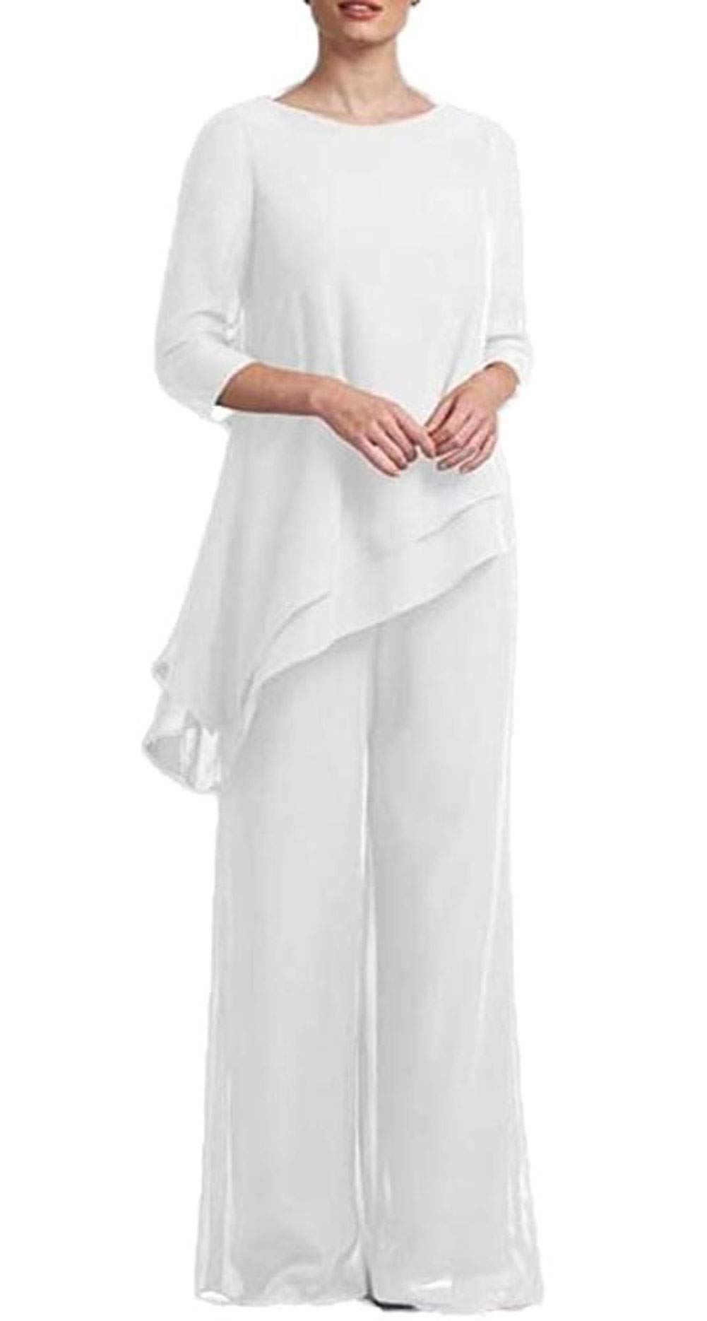 2 PC Chiffon Mother of The Bride Pants Suit - Elegant Women's Prom Evening Dress Outfit for Weddings, Parties & Formal Occasions