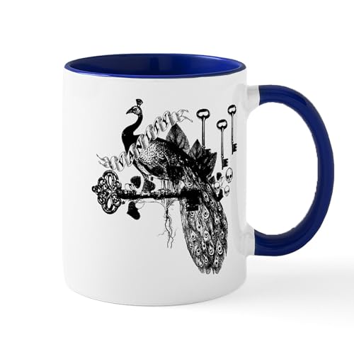 White/Navy Inside - Peacock Vanity Mug