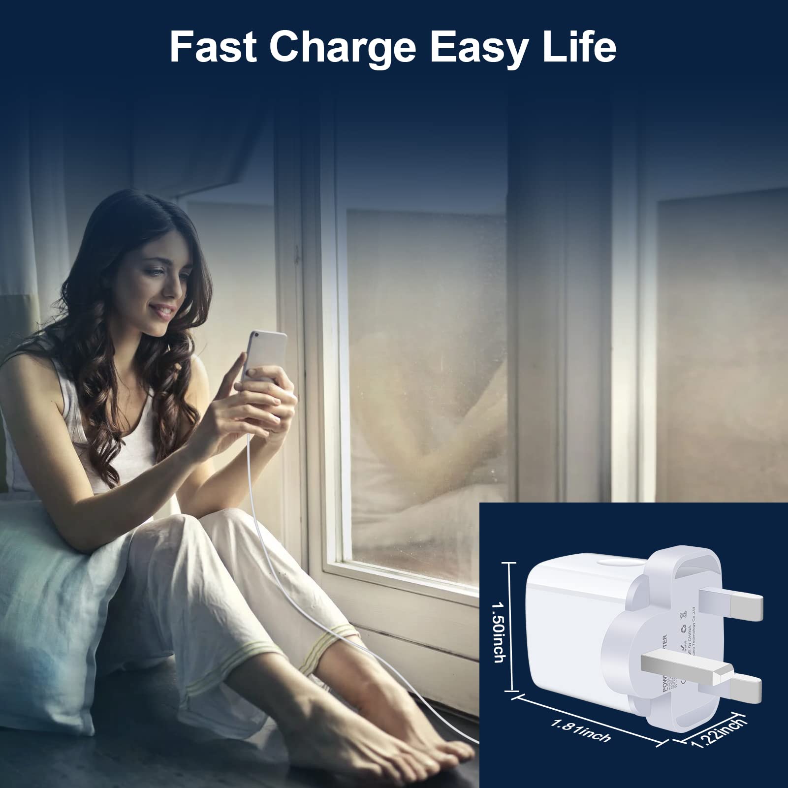 Universal Travel Adapter with 20W Fast Charging - 2 Pack US to UK Plug Converter with USB C Port - Compatible with iPhone 16/15/14/13/12/11 Pro Max/XR/XS/X, iPad, Samsung Galaxy S24 & Google Pixel - Perfect for International Travel, Business Trips & Study Abroad