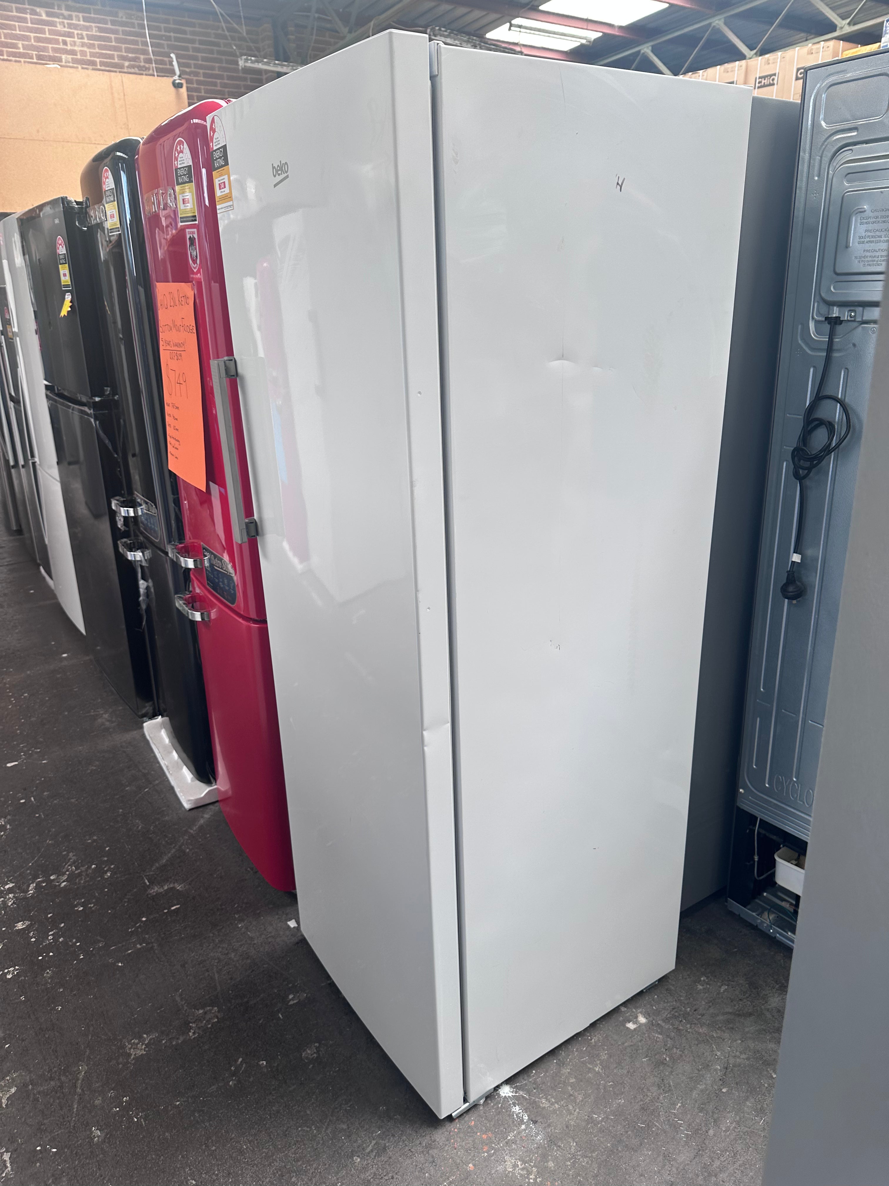 Beko 351L BAF369W Upright All Fridge - Energy Efficient Large Capacity Refrigerator for Home & Restaurant Use [Factory Second]