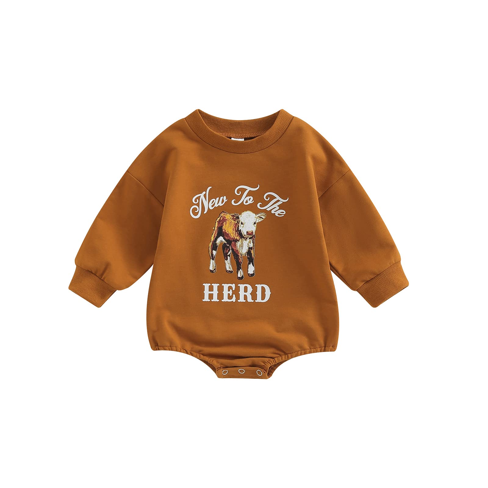 Western Style Baby Boy & Girl Clothes - Cute Cow Print Oversized Sweatshirt Romper Bodysuit Onesie for Fall & Winter | Cozy Outfit for Playdates & Family Photos
