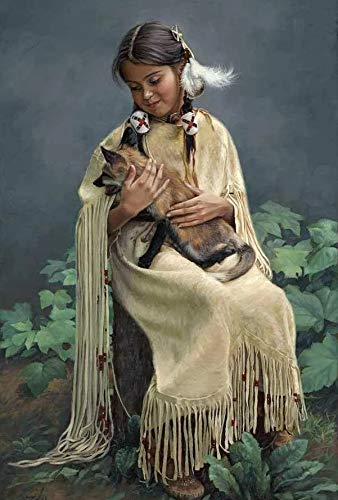 5D Diamond Painting Kit for Adults - Native American Indian Girl Full Drill DIY Art, 15.8x20in (40x50cm) Canvas for Home Wall Decor, Stress Relief & Creative Gift for Women, Men, Teens - Perfect for Living Room, Bedroom, Office Decoration