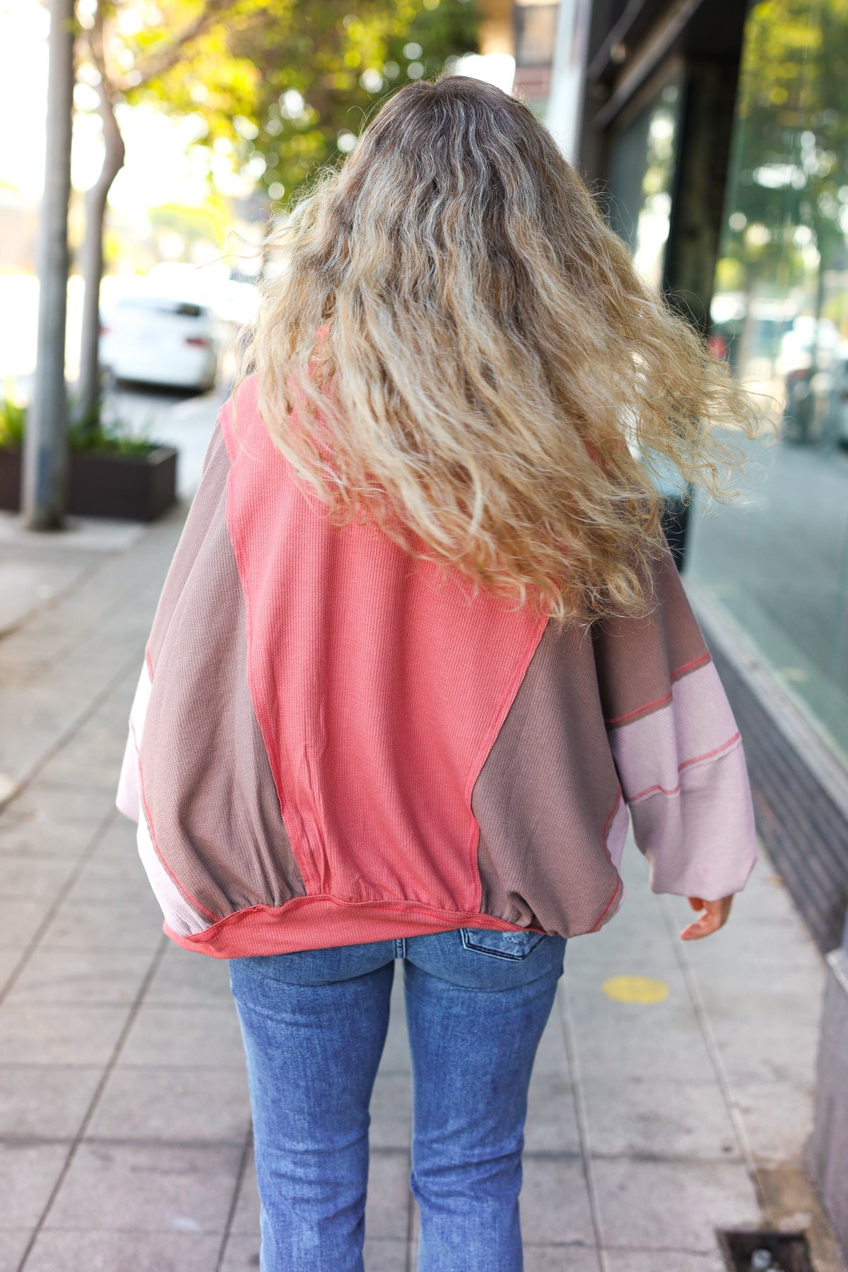 Boldy You Women's Camel Dolman Sleeve Colorblock Knit Bomber Jacket | Cozy Fall Outerwear for Casual Outings & Street Style Fashion