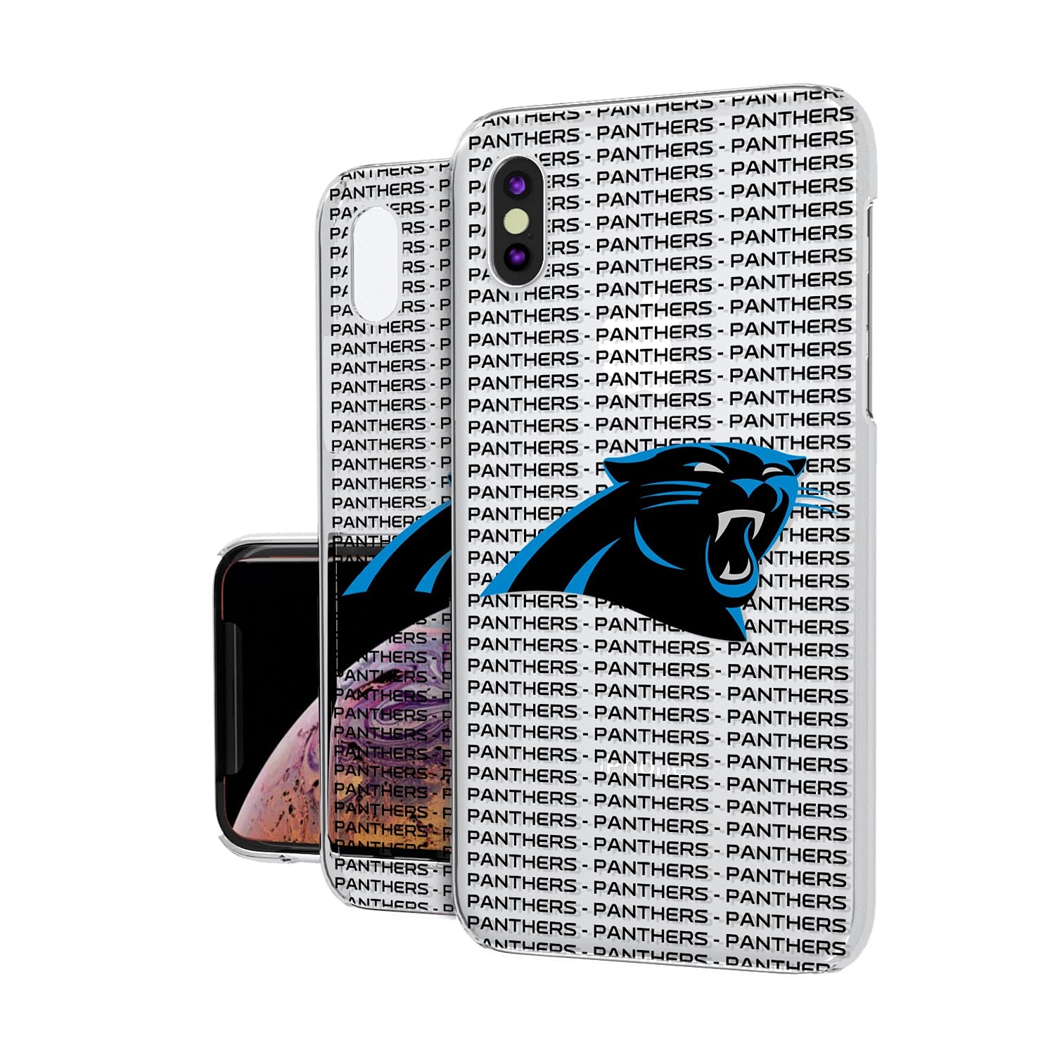 Carolina Panthers iPhone Clear Case with Text Backdrop - Slim Protective Cover for iPhone 13/14/15 Pro Max - Perfect for Game Day & Panthers Fans