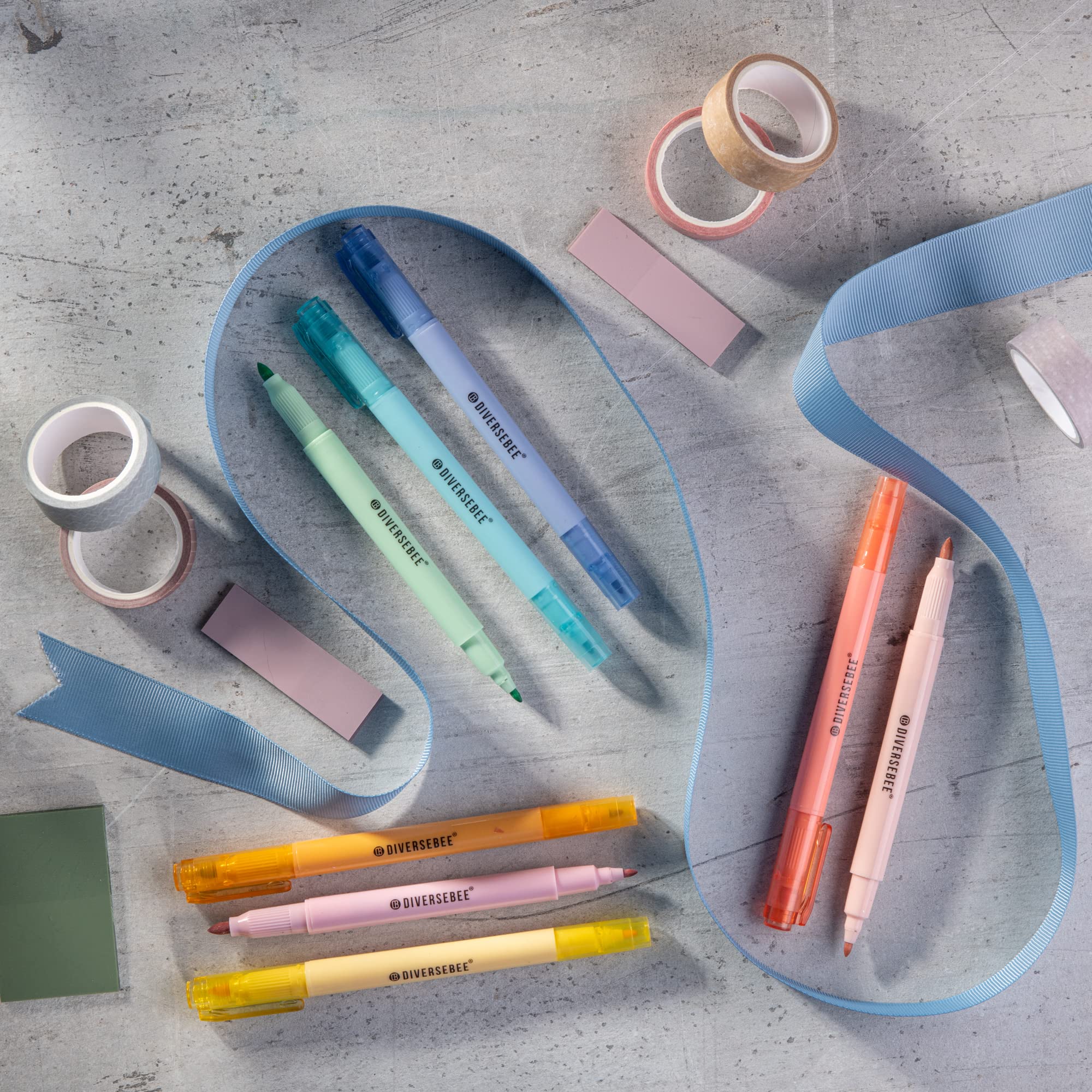 Dual Tip Highlighters & Pens - 8 Pack No Bleed Quick Dry, for Bible Study & Office Use