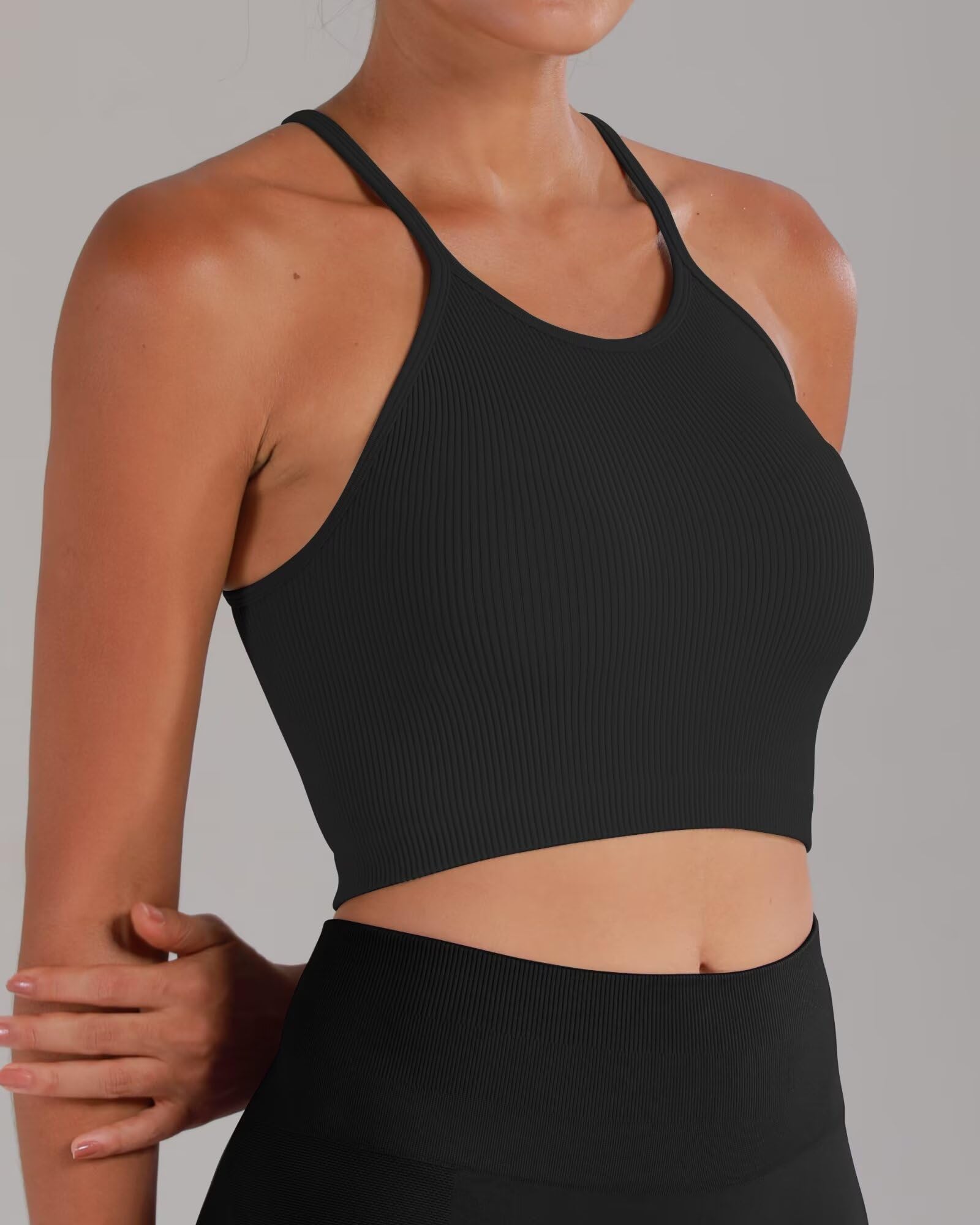Sunzel Free to Be Tank - Seamless Racerback Crop Top for Women | Ribbed Workout Camisole No Pad | Perfect for Yoga, Gym & Casual Wear