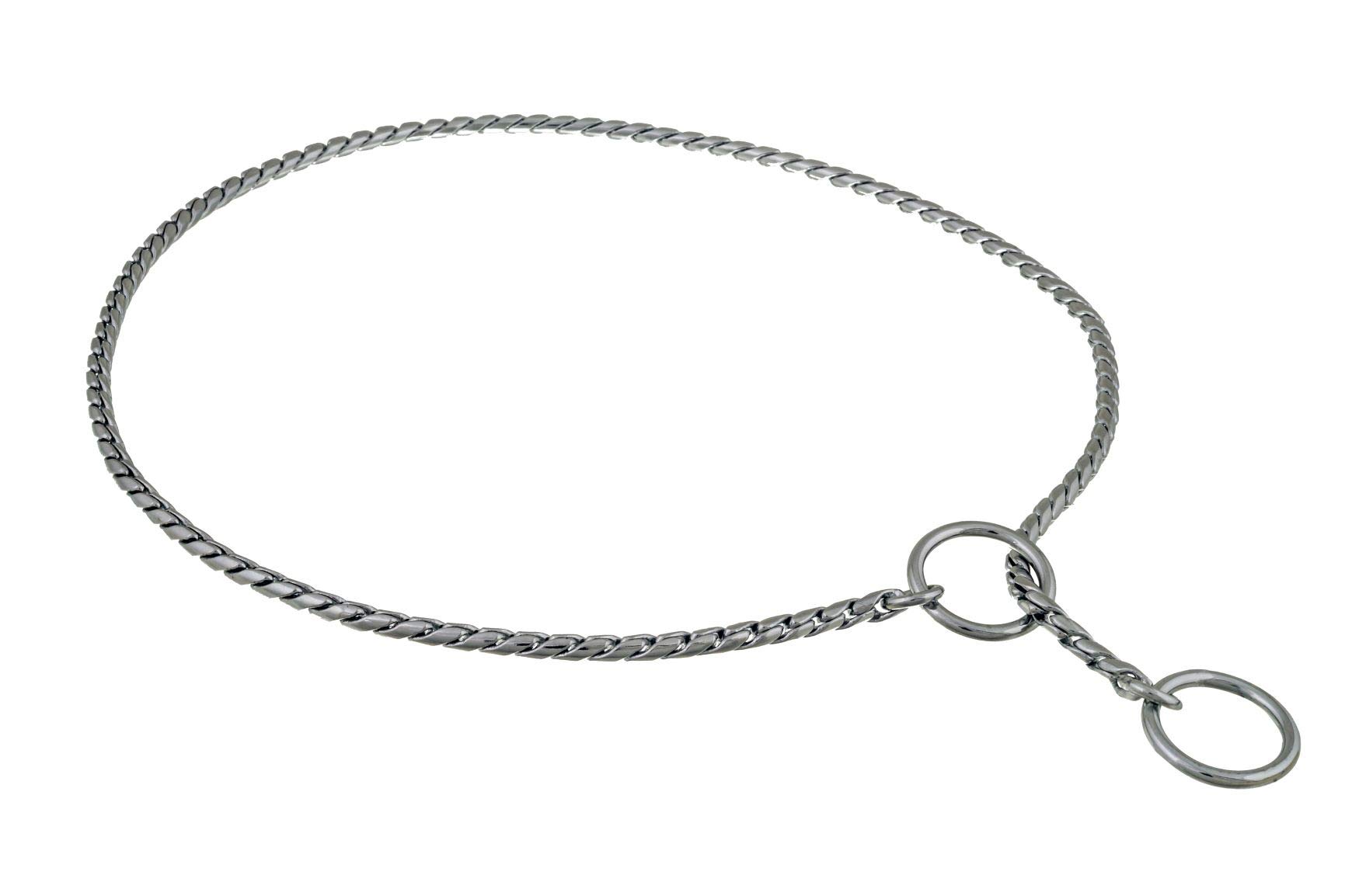 Alvalley Adjustable Metal Chain Dog Collar - Fine Brass Snake Chain Slip Collar for Toy, Small, Medium, Large & XL Dogs - Chrome Plated 26