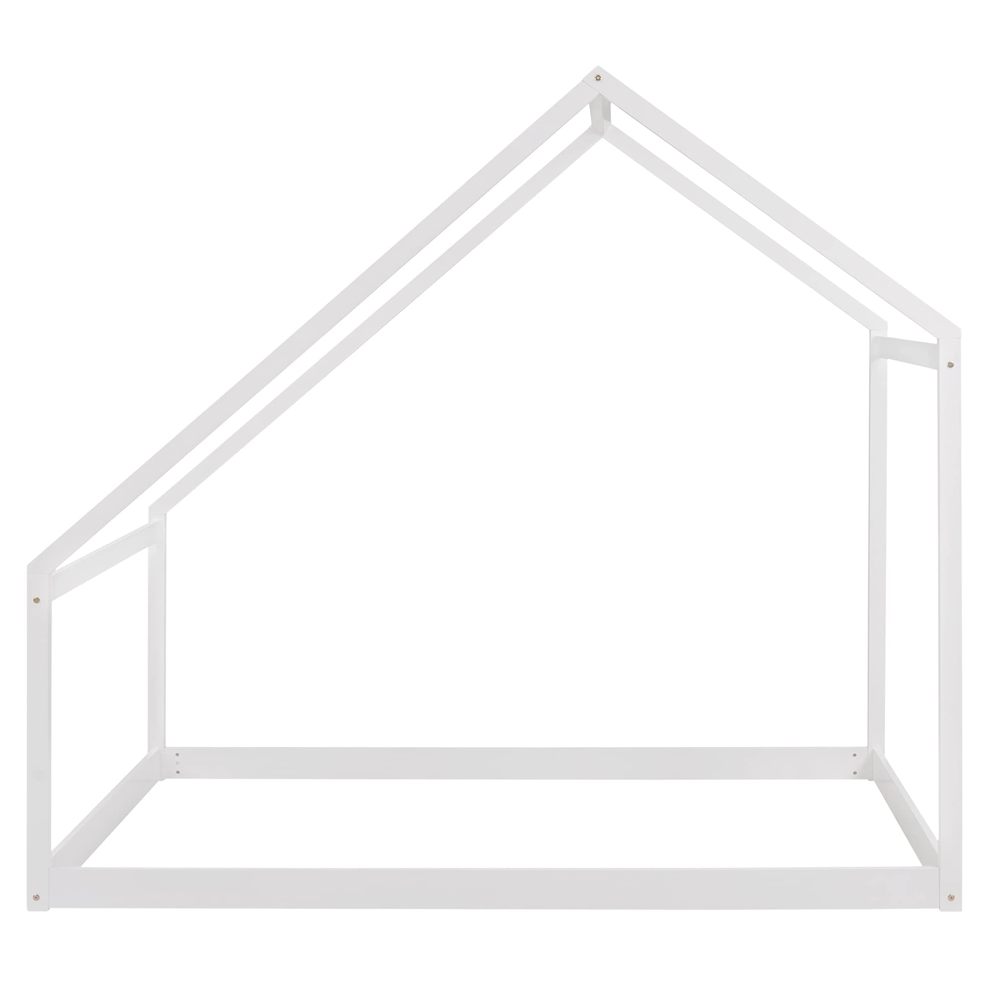 Merax Twin Size Wooden House Bed with Roof - White Playhouse Bed for Kids Room, Nursery, or Playroom - Perfect for Imaginative Play and Sleep