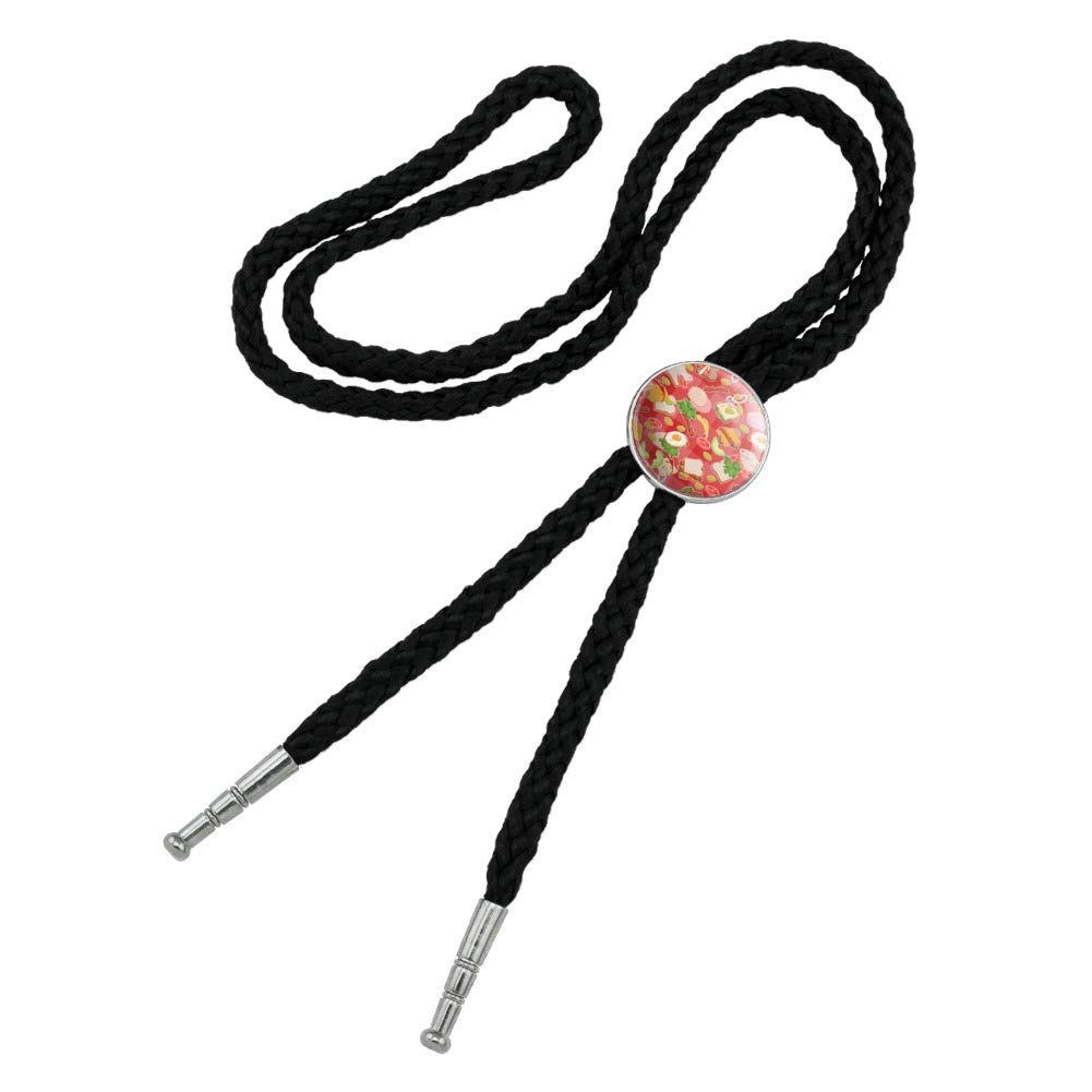 GRAPHICS & MORE Western Cowboy Bolo Tie - Messy Sandwich Pattern with Bread, Cheese, Bacon, Lettuce & Egg Design - Perfect for Rodeos, Country Music Festivals & Western-Themed Parties