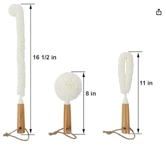 Flexible Wine Glass Cleaner Brush Kit - 4 Pack for Decanter, Coffee Pot, Champagne Flutes & Stemware Cleaning