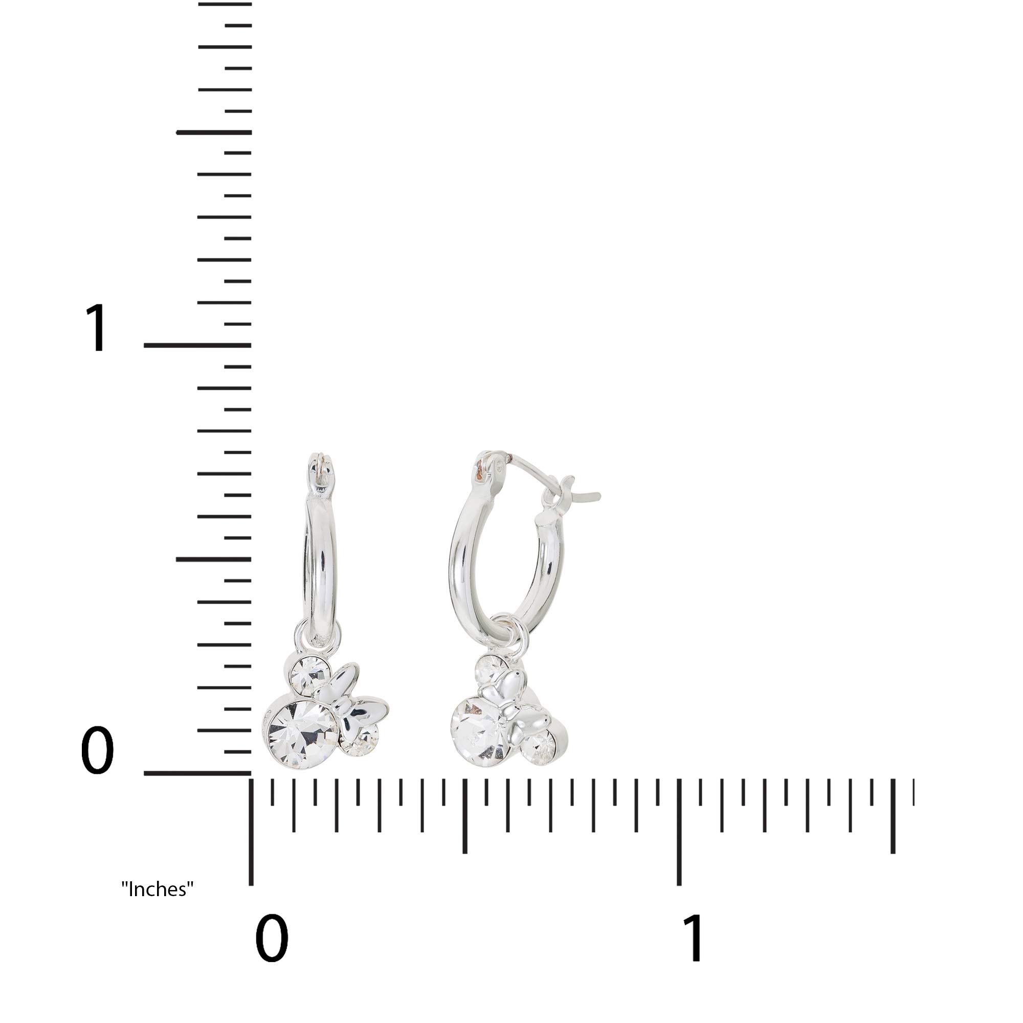 Disney Minnie Mouse Crystal Birthstone Silver Plated Hoop Dangle Earrings with Latch Back - Perfect for Birthdays, Gifts & Disney Themed Parties
