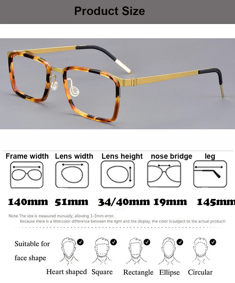 Aimee Unisex Full Rim Square Titanium Acetate Eyeglasses Frame - Lightweight Durable Glasses for Men & Women - Perfect for Reading, Work, and Everyday Fashion