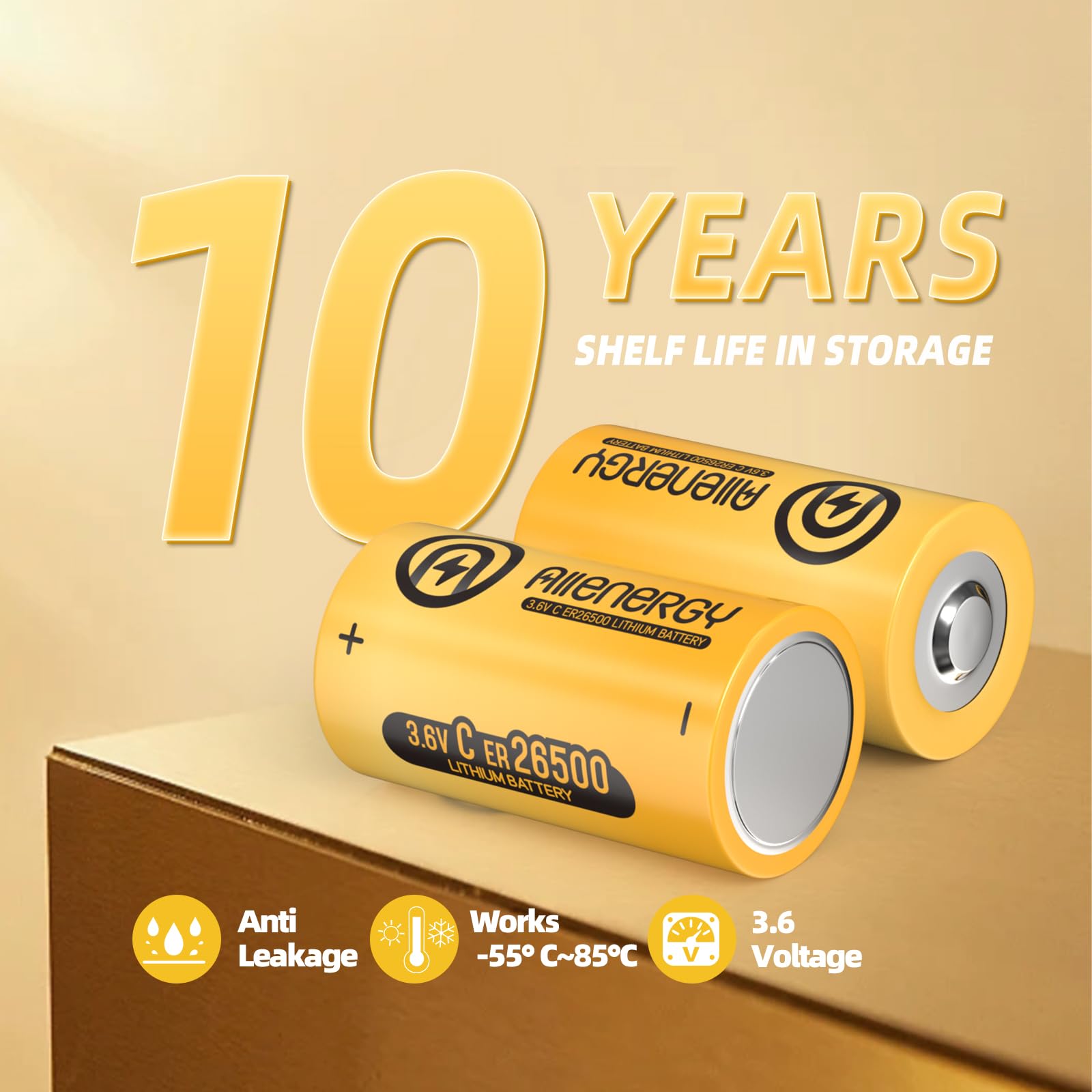 ER26500 Lithium C Batteries 9000mAh 3.6V - 2 Pack Non-Rechargeable Li-SOCl2 Batteries for Car Tire Pressure Monitors, Smart Cards & IoT Devices | Long-Lasting Power Solution