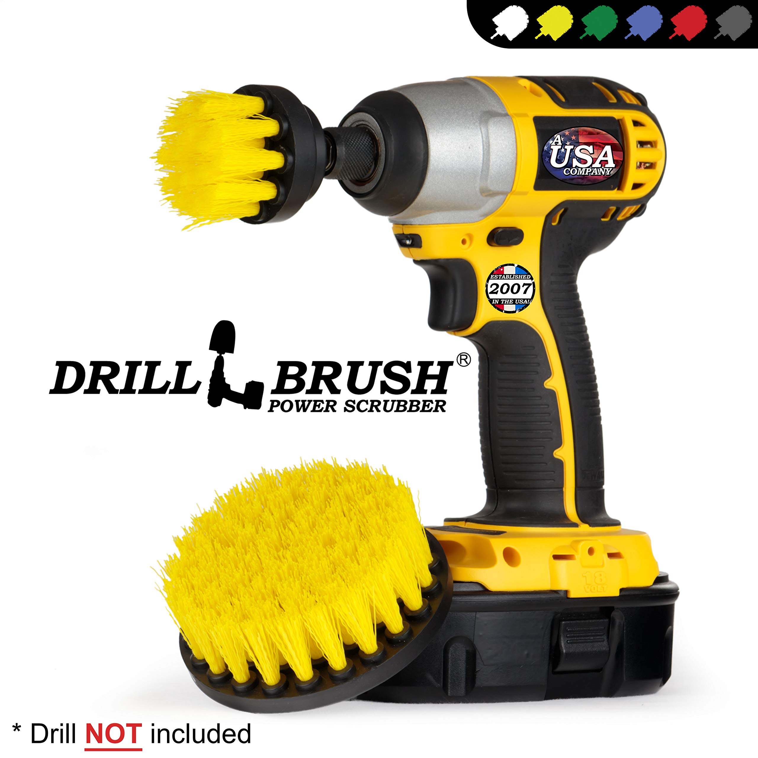 Drill Brush Kit for Cleaning - Power Scrubber Brush Set with Attachments for Bathroom, Shower, Bathtub & Grout - Heavy Duty Drill Brush Accessories for Deep Cleaning Bath Mats & Tiles