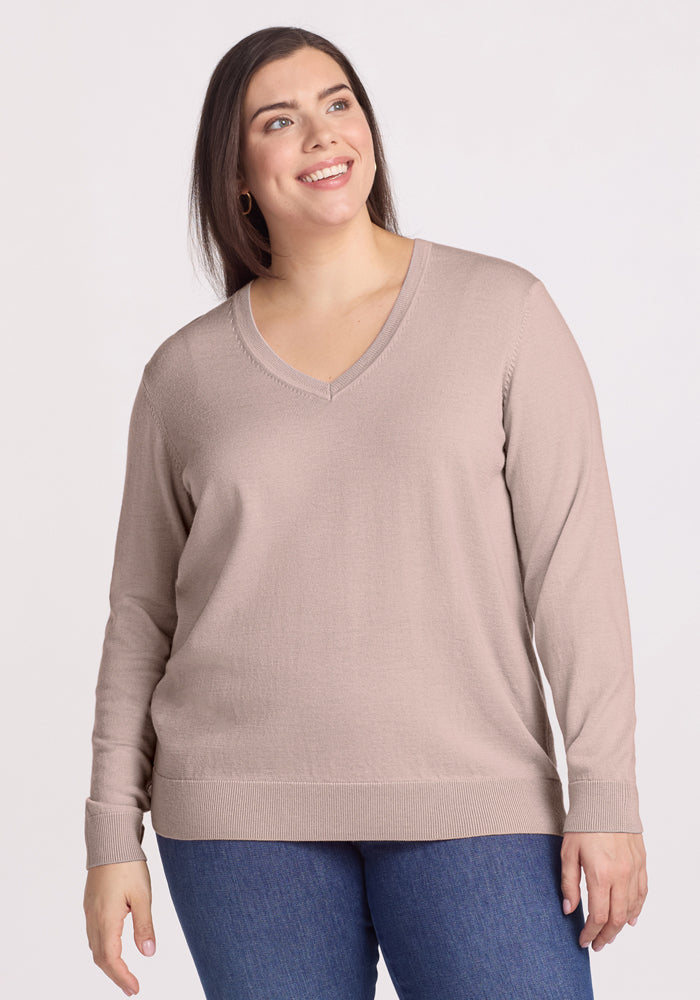 Francesca Sweater Women's Knit Pullover - Soft Sandstone Haze Color, Cozy Winter Casual Wear for Office, Dates & Holiday Gatherings