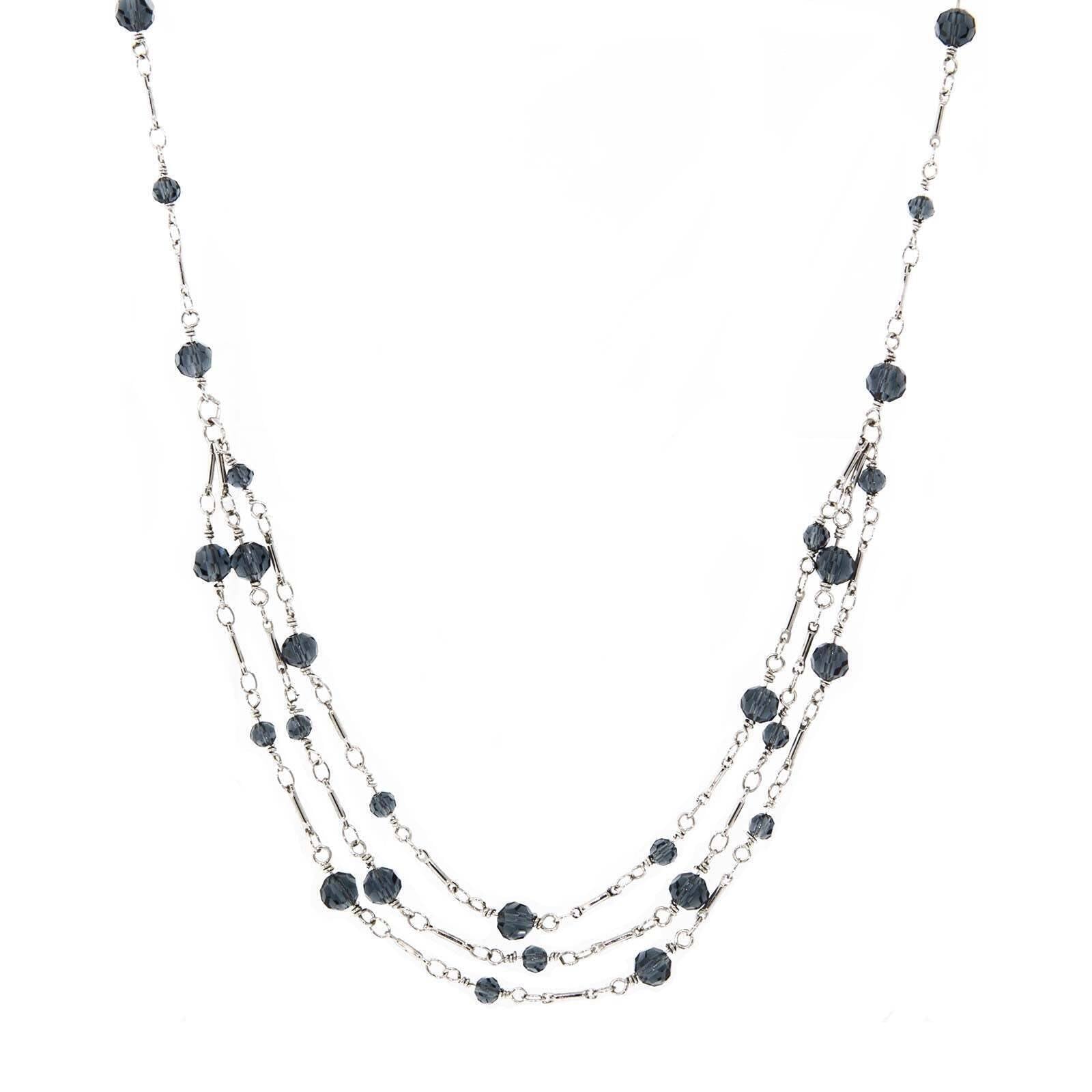 Vintage 1928 Blue Bead 3-Strand Necklace with 16