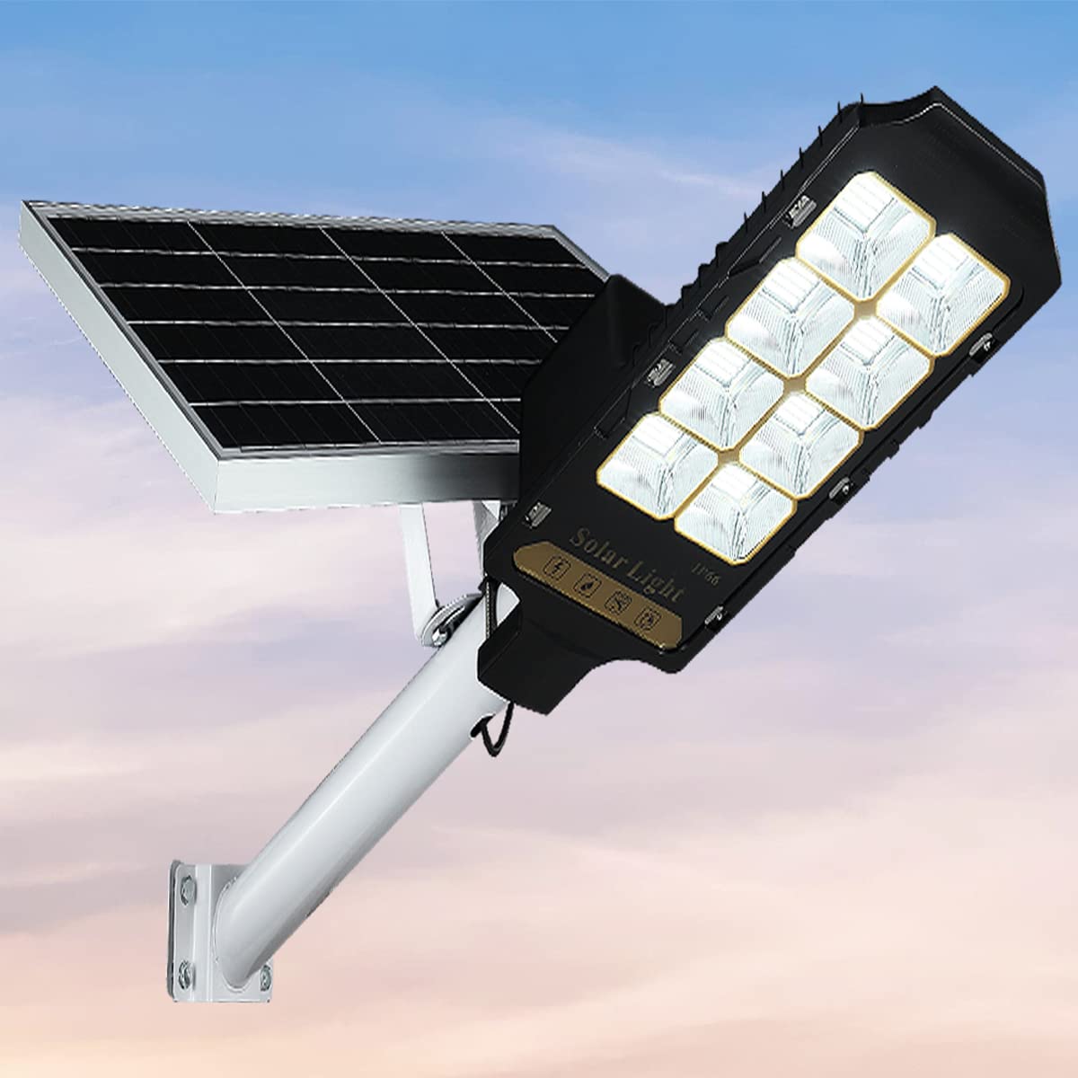 Solar Powered LED Street Lights - Outdoor Dusk to Dawn Pole Lights with Remote Control for Driveway, Garden, Pathway & Backyard Lighting