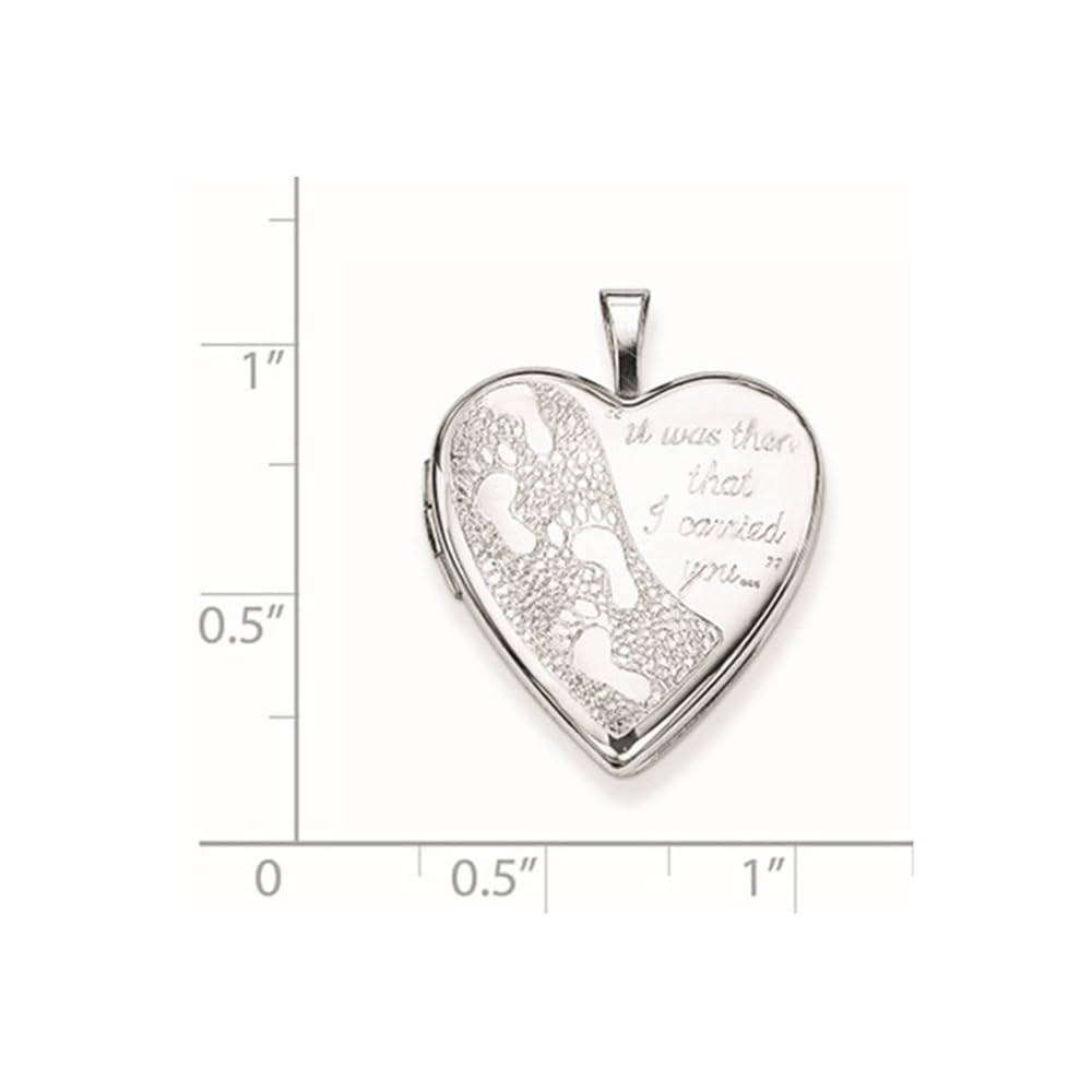 Sterling Silver Heart Locket with Footprint Engraving - Perfect for Memorial Jewelry