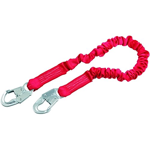 DBI/SALA 1340101 6' PROTECTA PRO Stretch Shock-Absorbing Lanyard - 1 15/16'' Polyester Tubular Web with Self-Locking Snap Hooks - Fall Protection Safety Equipment for Construction, Roofing & Industrial Work (33.748 fl. oz., 1