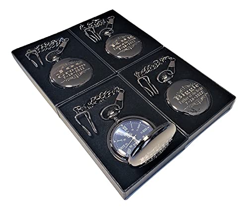 Personalized Engraved Pocket Watches for Men - Vintage Wedding Groomsmen Gifts with Stainless Steel Chain & Gift Box (Silver) - Perfect for Best Man, Father's Day & Anniversary Presents