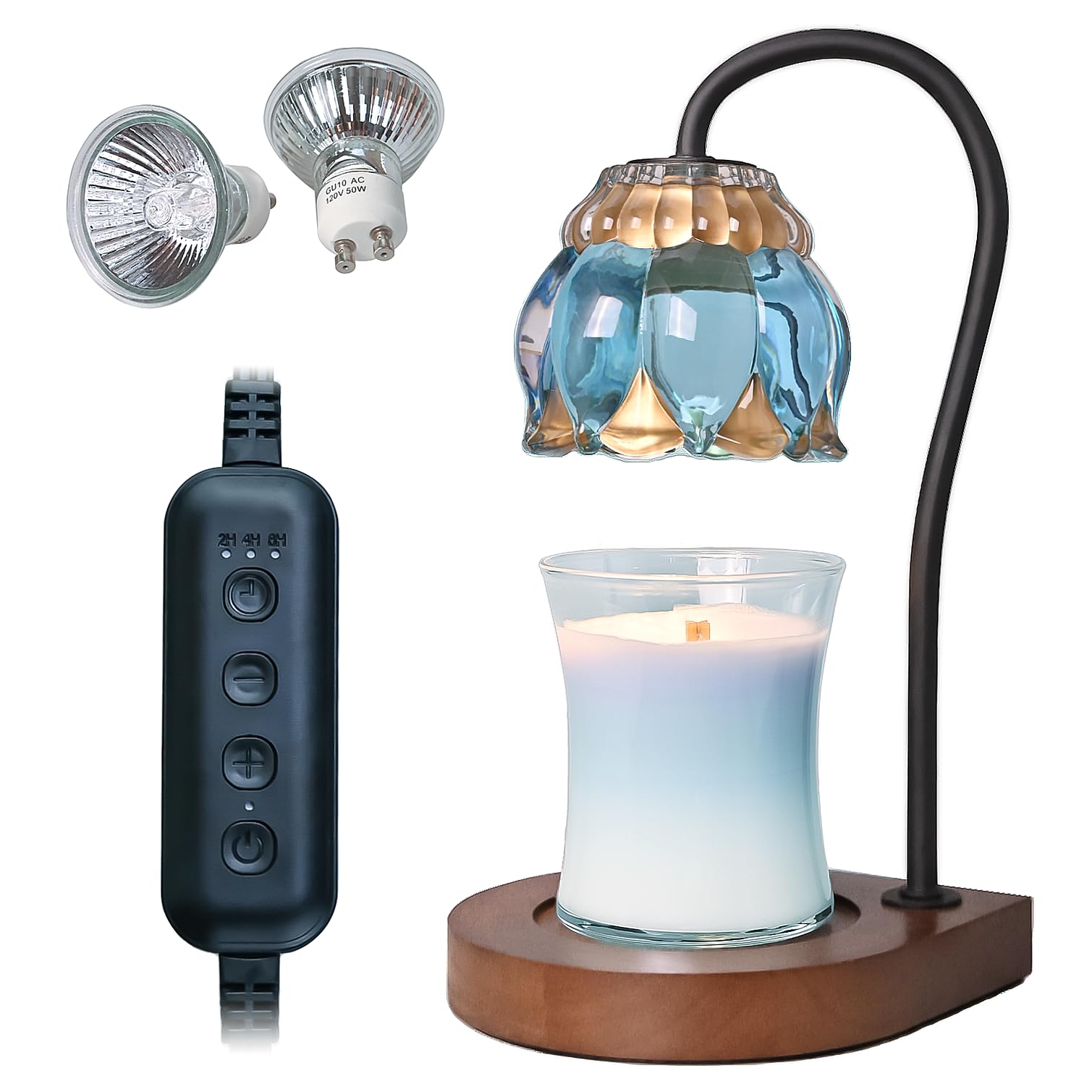 Electric Candle Warmer Lamp with Timer - Dimmable Jar Candle Melter for Home Decor, Compatible with All Jar Candles, Perfect Gift for Women & Mom (Sky Blue) - Create Cozy Ambiance for Bedroom, Living Room & Relaxation