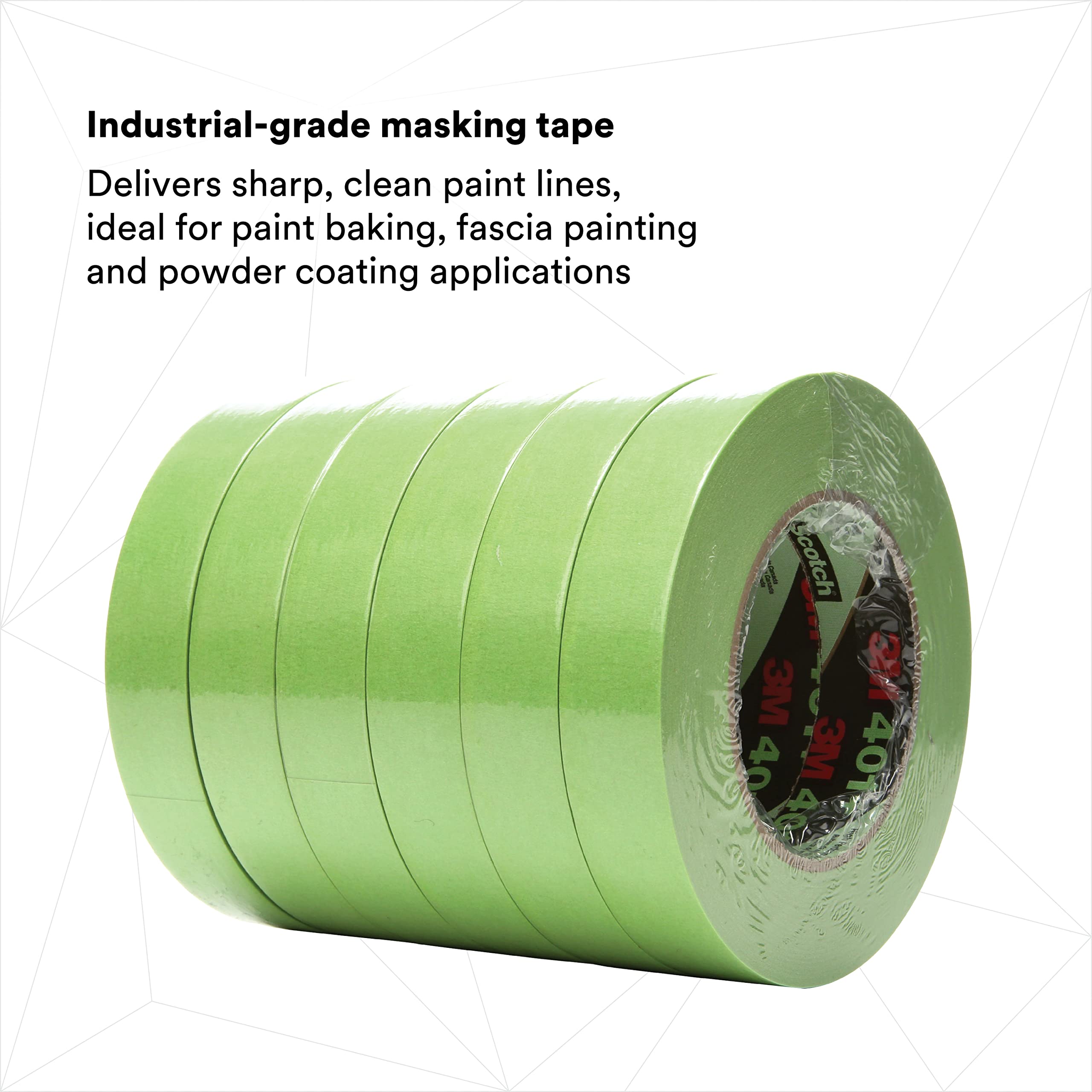 3M 401+ High Performance Green Masking Tape - 24mm x 55m, 6.4 mil - Superior Adhesion, Clean Removal, Paint-Bleed Resistant - Ideal for Painting, DIY Projects, Automotive & Home Repairs (24 Rolls/Case Bulk)