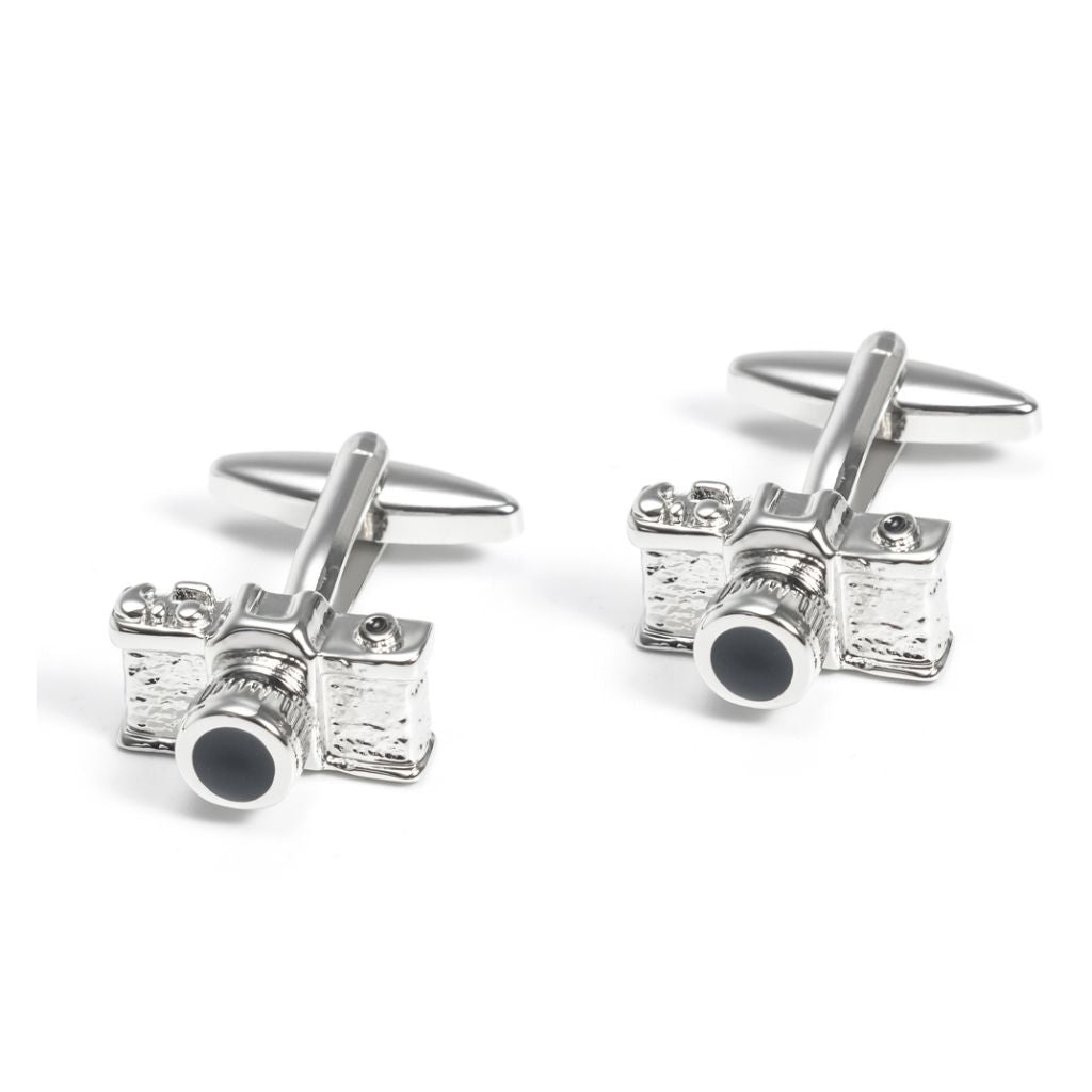 Stylish Silver Camera Cufflinks for Men - Vintage Photography Inspired Dress Accessories for Weddings, Business Meetings & Formal Events