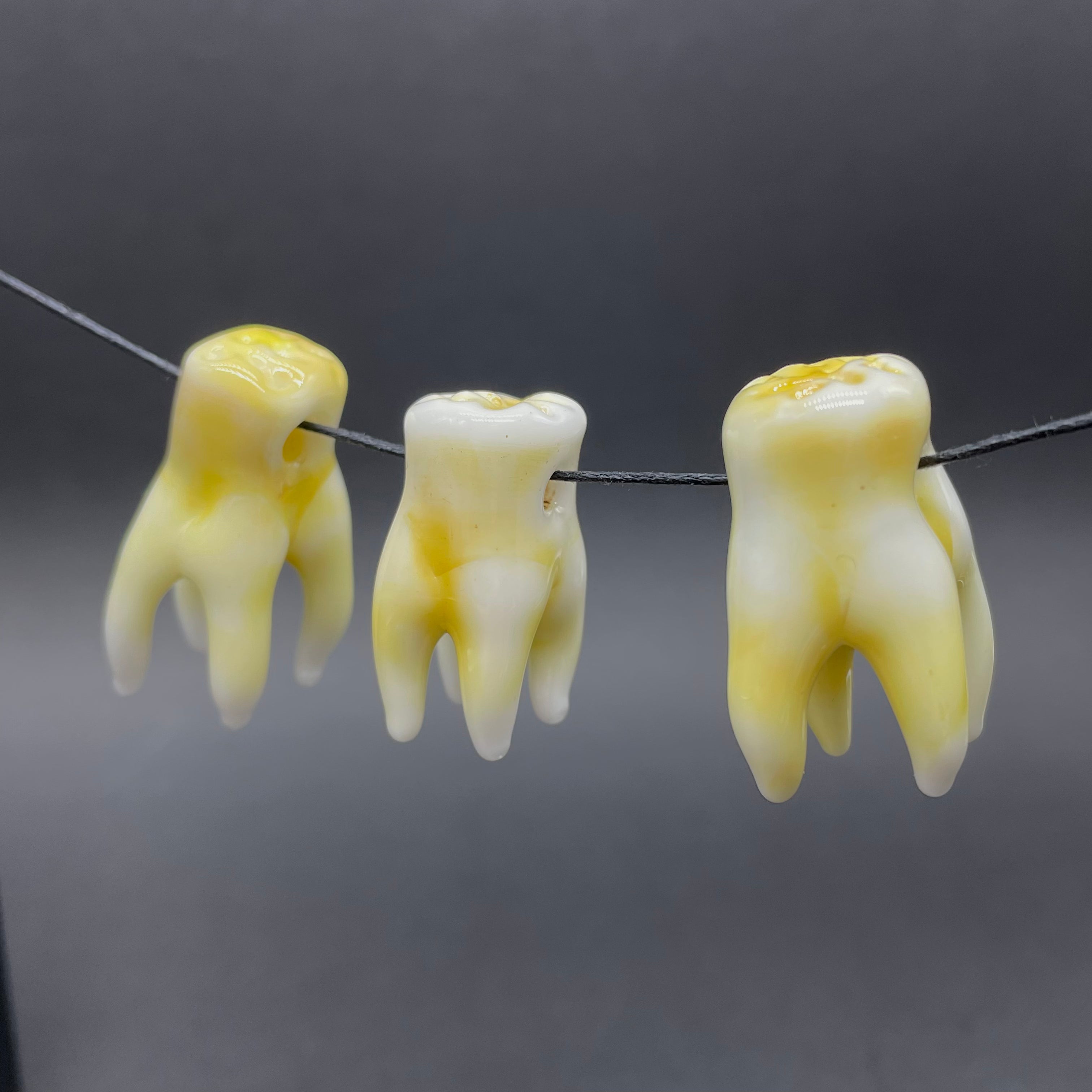 3 Pack Glass Tooth Beads for Jewelry Making - DIY Craft Beads for Necklaces, Bracelets, and Earrings - Perfect for Handmade Jewelry and Art Projects