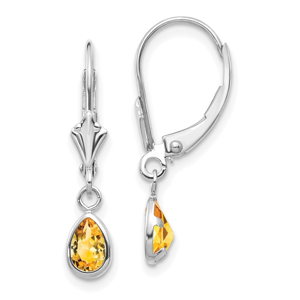 14K White Gold 6x4mm Citrine November Birthstone Earrings for Women - Dainty Fine Jewelry Gift for Her - Perfect for Birthdays, Anniversaries & Special Occasions