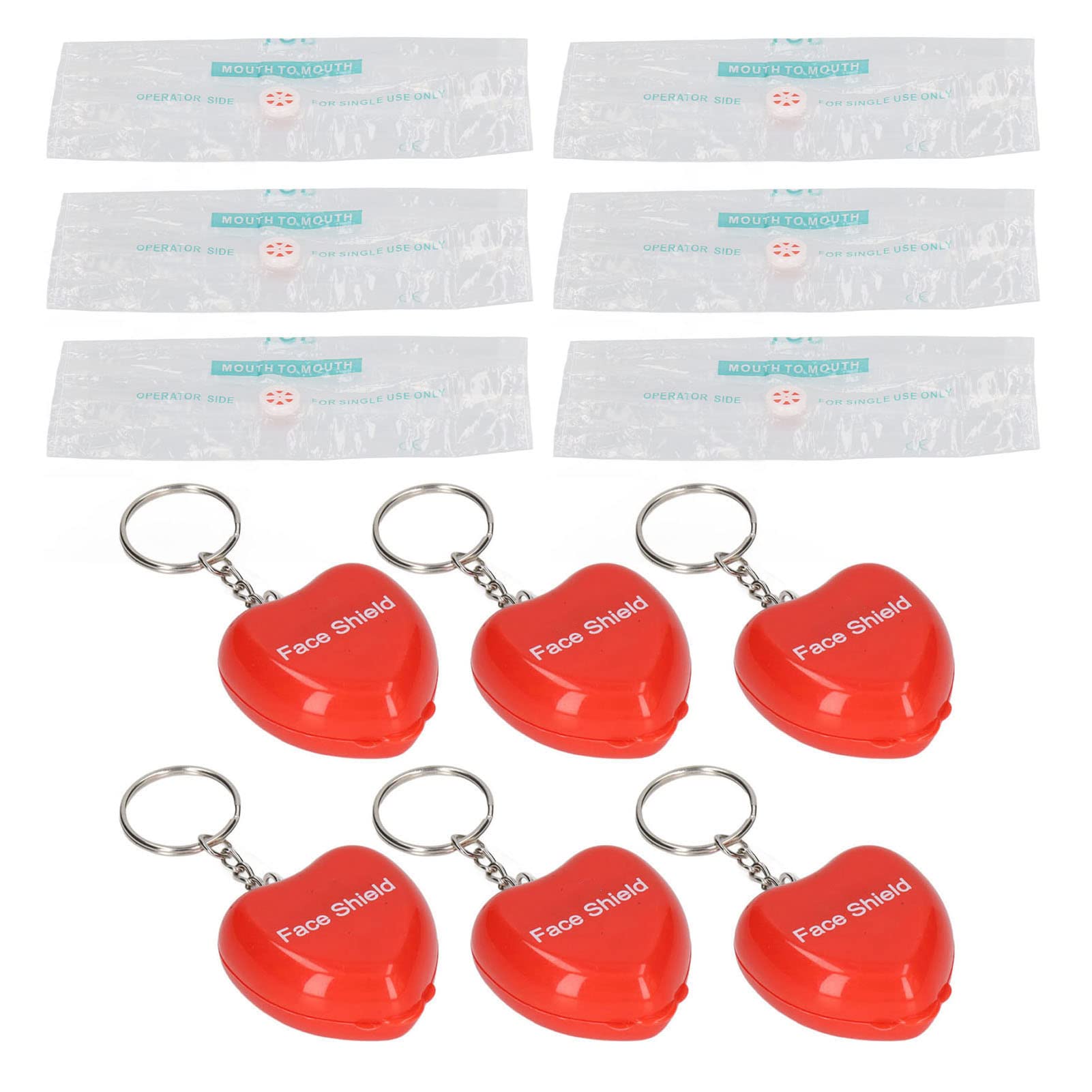 6-Pack Portable CPR Face Shield Keychain - Disposable Hygienic Pocket Facial Cover for Emergency First Aid, Outdoor Activities & Travel Safety
