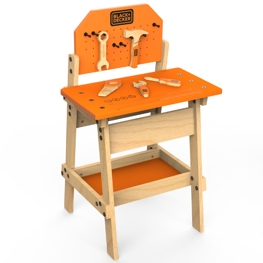 Black & Decker 6-Piece Kids Workbench & Wooden Tool Set - Pretend Play Toy for Toddlers | STEM Learning & Imaginative Play | Perfect for Birthday Gifts & Indoor Activities