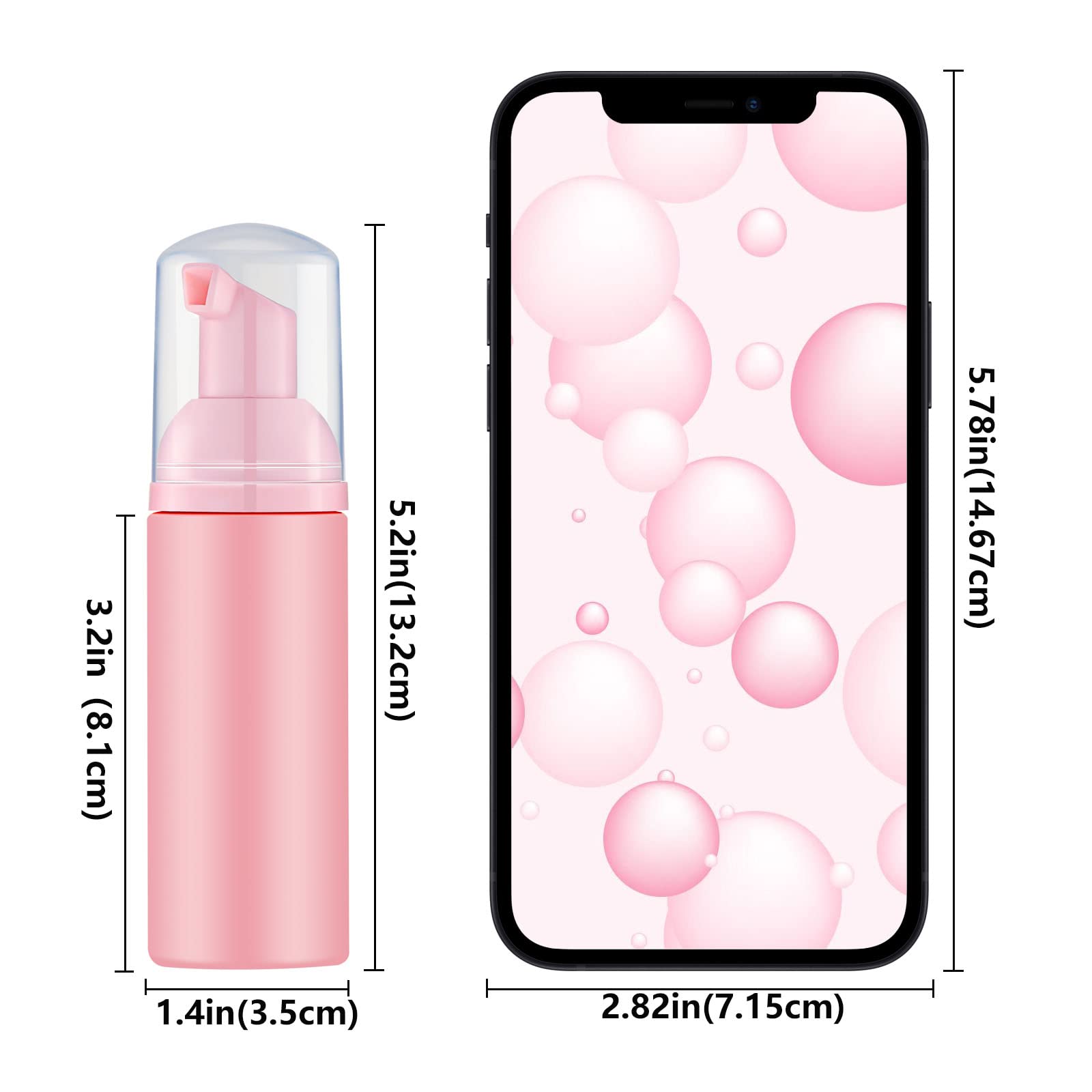 2 Oz Empty Foam Pump Bottles (12 Pack) - Travel Size Foaming Soap Dispensers for Hand Soap, Lash Shampoo & Facial Cleanser - Refillable Plastic Containers - Perfect for Bathroom, Salon & Travel (Pink)