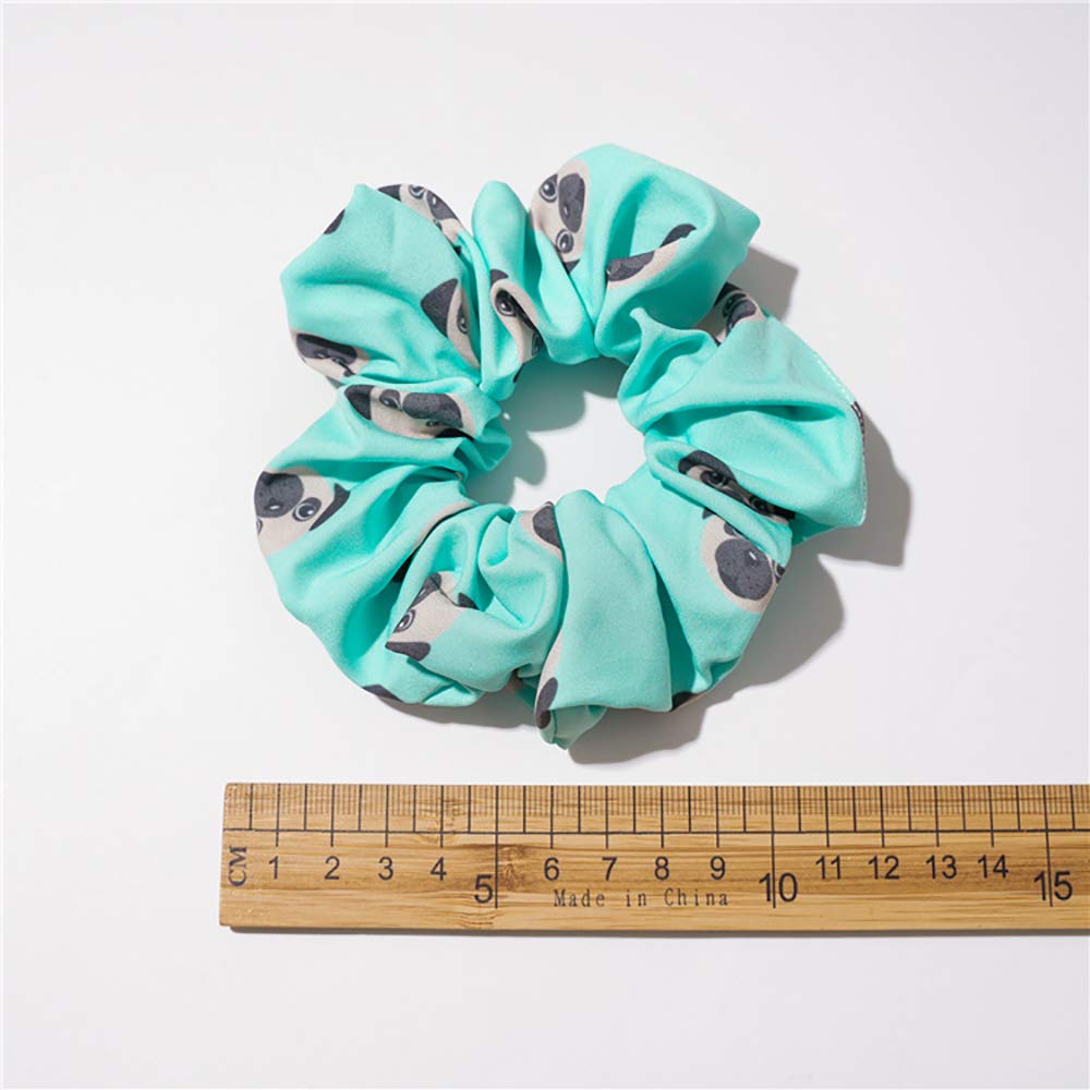 4 Pack Cute Pug Dog Scrunchies for Women & Girls - Cartoon Pet Hair Ties, Chiffon Hair Bands for Dog Lovers - Perfect for School, Work, and Everyday Fashion Accessories