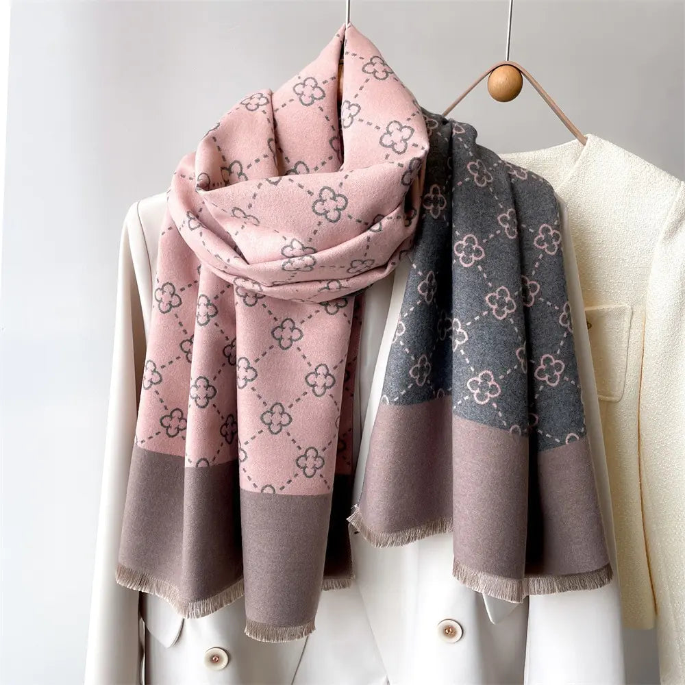 Luxury Double-Sided Cashmere Feel Scarf for Women & Men - Soft Winter Warm Wrap - Perfect for Cold Weather, Office, Travel & Gift Giving
