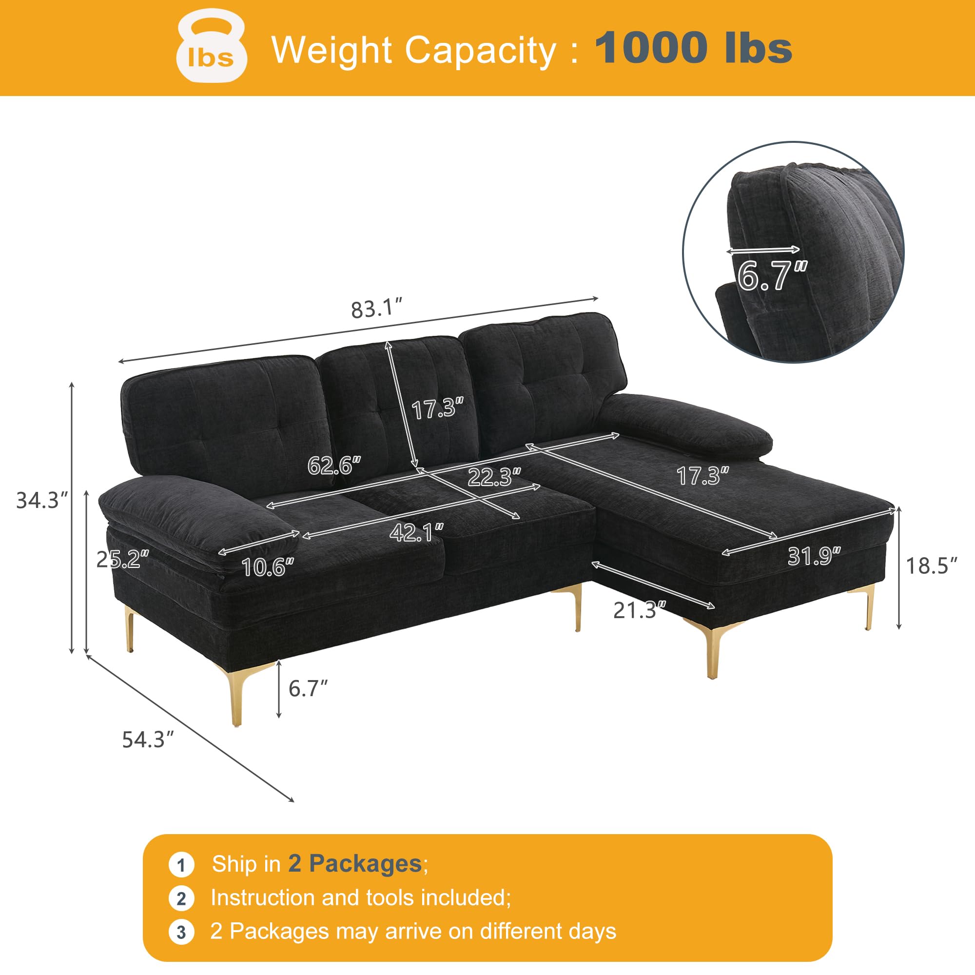 L-Shaped Sectional Sofa 85